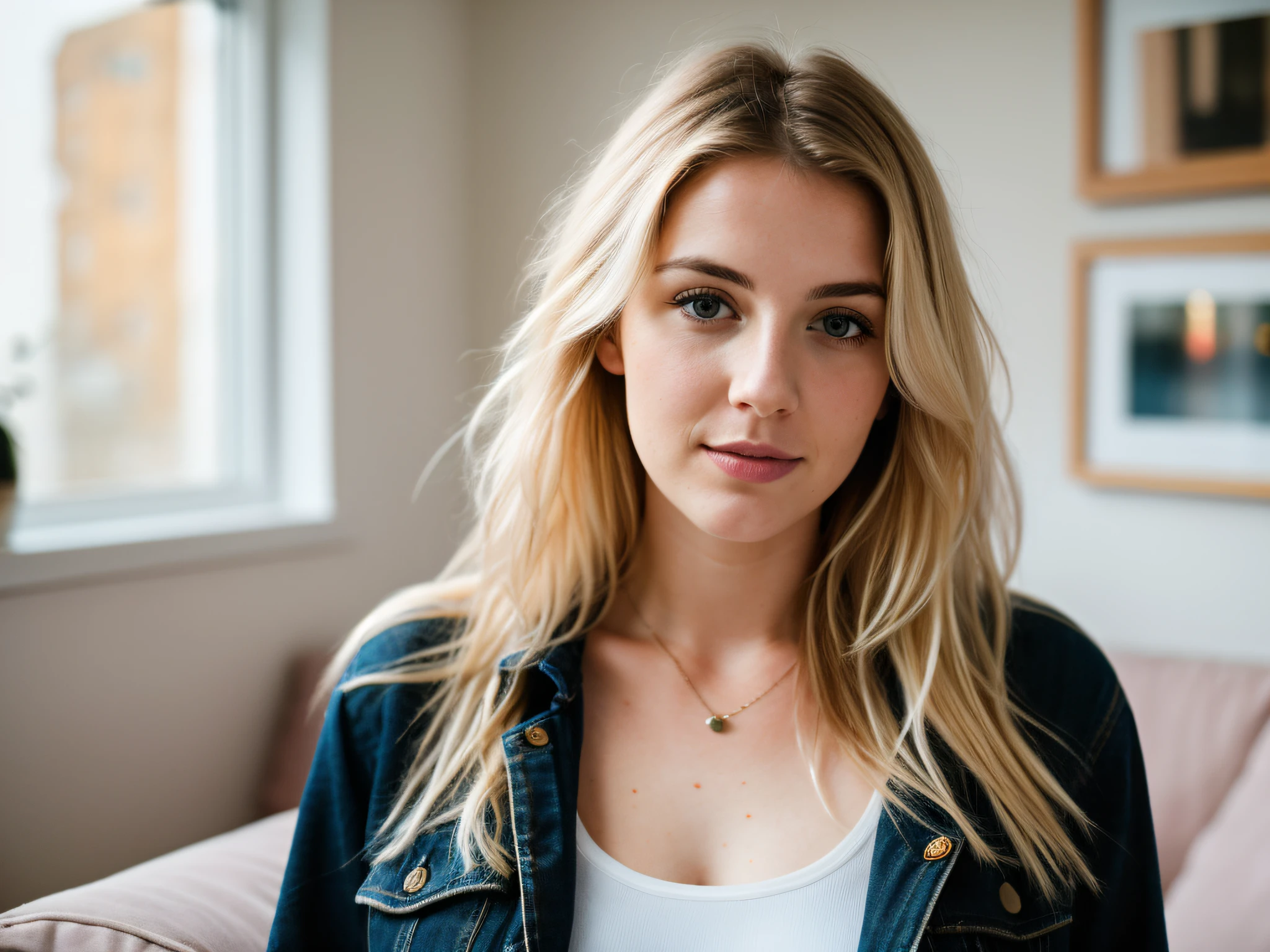 RAW photo, 24 year old Welsh woman, casual clothes, messy hair, slim build, at home, shallow depth of field, (high detail skin: 1.2), 8k uhd, DSLR, soft light, high quality, film grain, 20mp, Fuji XT3 , 80mm, Hasselblad