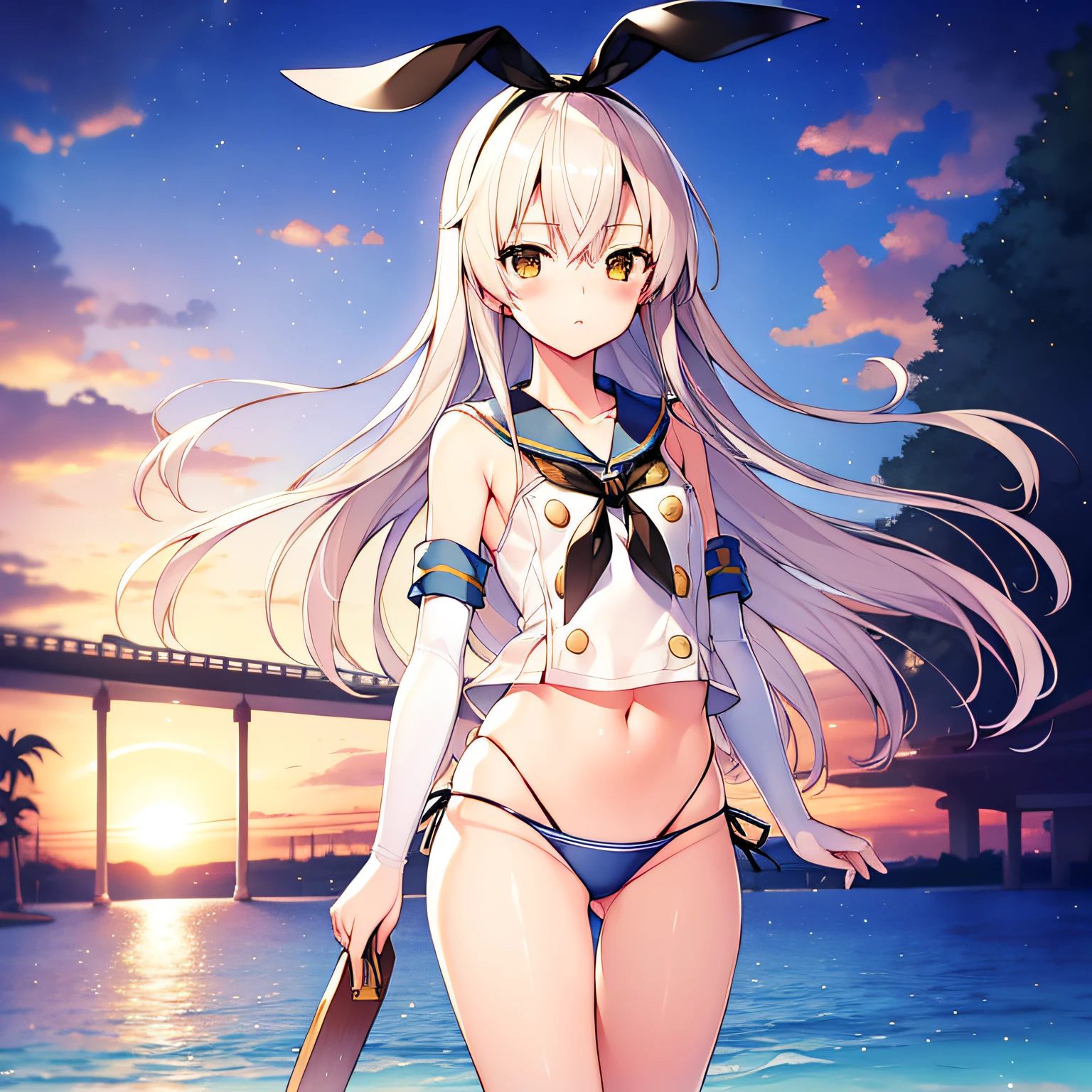 top-quality、extremely delicate and beautiful、shimakaze(Ship This)。is standing