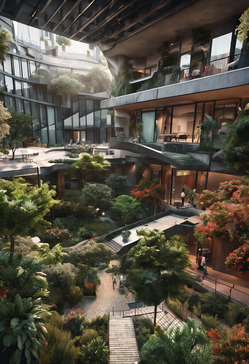 In the middle of a large vegetable garden there is a main health building，There is only one building，There are three floors，
