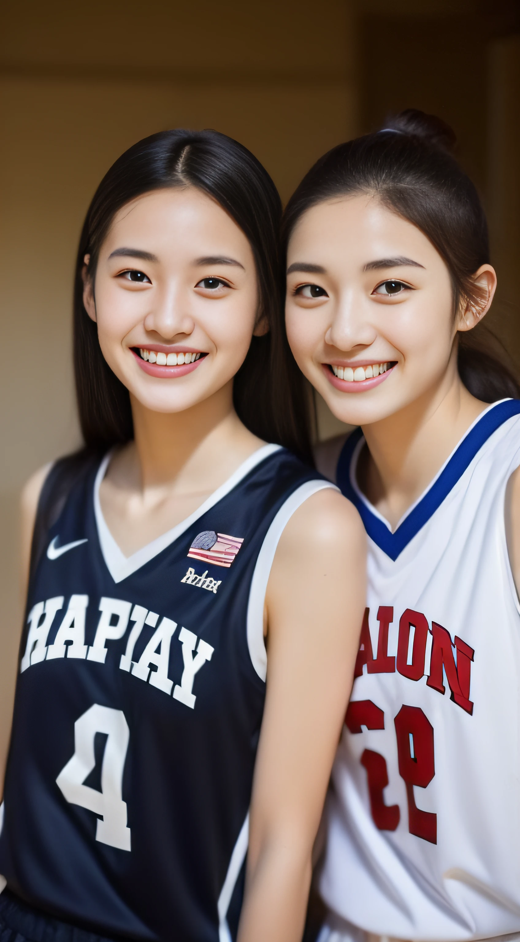 basketball、hiquality、A hyper-realistic、healthy、Smiling expression、Slender perfect figure、Japan beauties、Beautiful eyes、Beautiful double、Beautiful skin