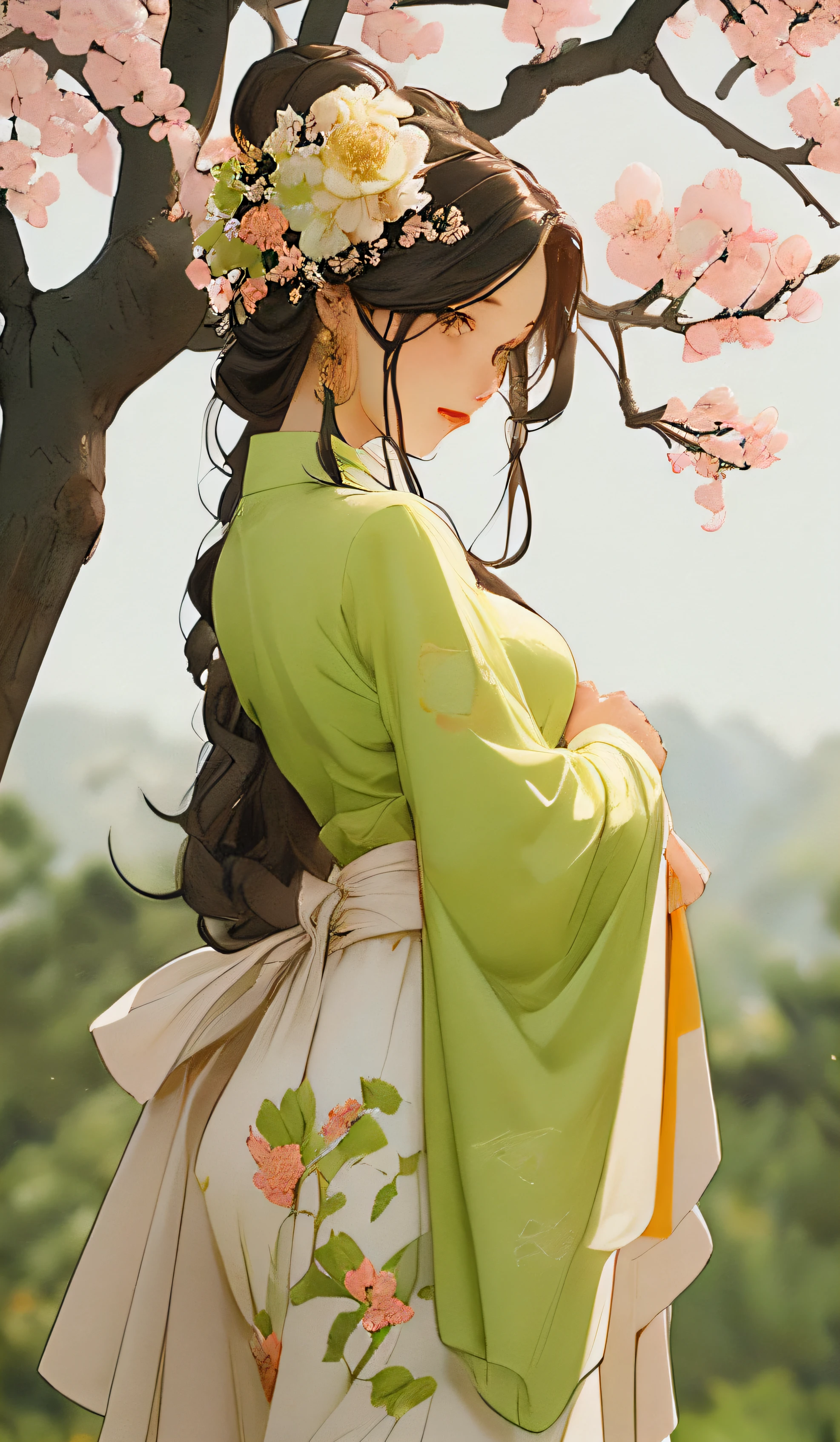 (Masterpiece:1.2, high quality), (pixiv:1.4),(Gongbi painting of the Song Dynasty:1.4)(wide-angle lens,Panoramic:1.2),(imid shot:0.95),(imid shot,macro shot:1.25),Dynamic Angle, Perspective, High Point,
masterpiece, best quality, 8k, insane details, intricate details, hyperdetailed, hyper quality, highancient China(Chinese architecture:1.5)Braid(mature female:1.5),sideways glance, (cold attitude:1.2),
Eyebrows like early spring willow leaves, often with rain hate cloud sorrow, Face such as peach blossom in March, hidden amorous month.   Thin waist curl, constrained yan lazy warbler languid, Sandalwood mouth light, seduce the bee crazy butterfly chaos.   Enchanting jade speech, beautiful jade fragrance,
A shot with tension(sky glows red,Visual impact,giving the poster a dynamic and visually striking appearance:1.2),close-up,(imid shot,macro shot:1.25),(Detailed face description),(Detailed hair description),(Detailed clothes description),
{Extremely Delicate Beautiful},(detailed eye description),((Delicate Faces)),(Beautiful and detailed facial depiction),
(beautiful face),thin face,slim,oval face,perfect face,delicate face,eyes detailed, Milky skin,(full body:1.8), white hair,
