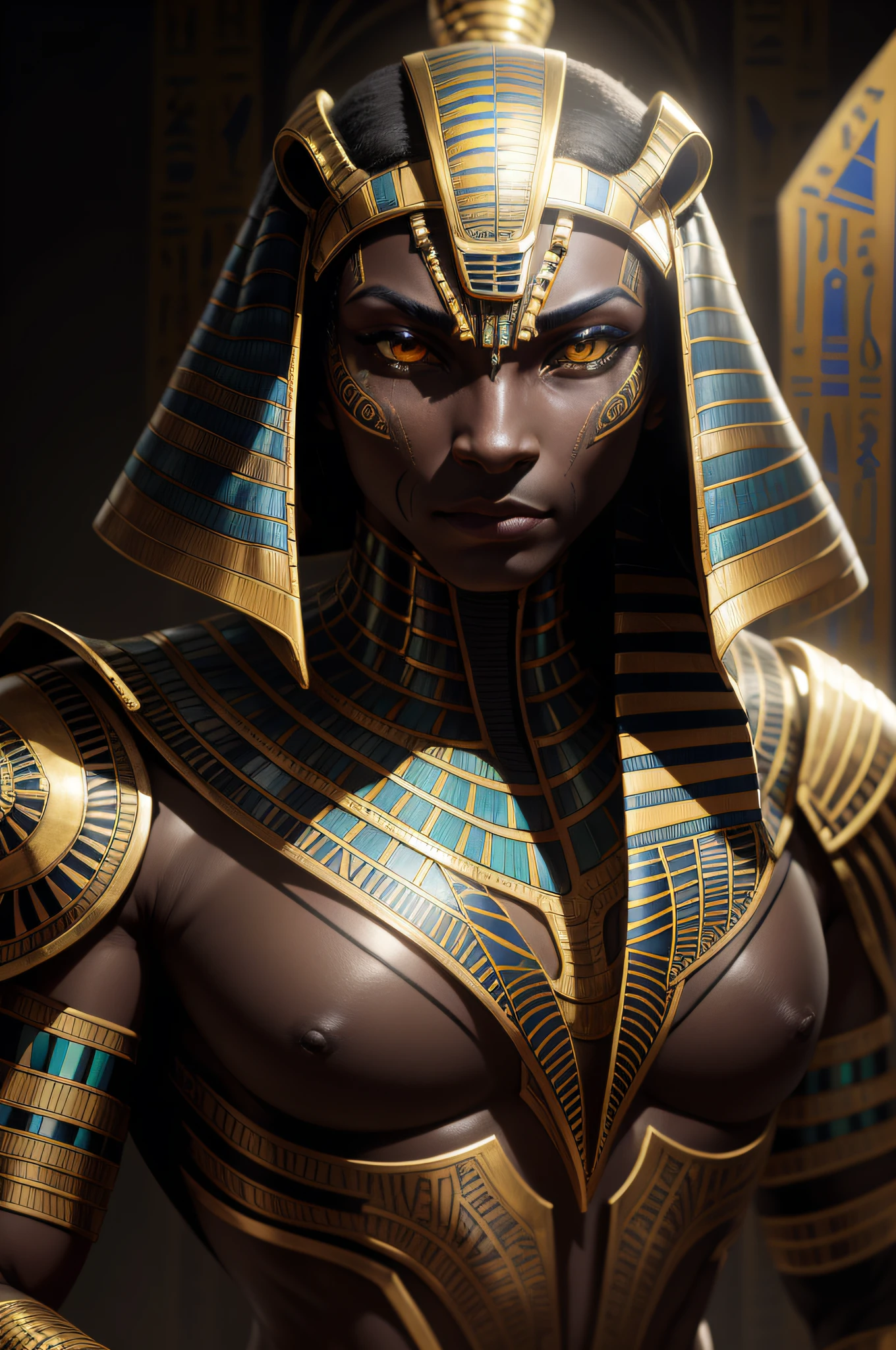biomachine:1.3, (Egyptian Black predator:1.2), (Colouring:1.2), dourado, ouro, Hans Giger, (Zentangle:1.2), granulado, extremamente detalhado, detalhes intrincados, dynamic lighting, fotorrealista, Luz Natural, baixo h, obra prima, detalhado 8k