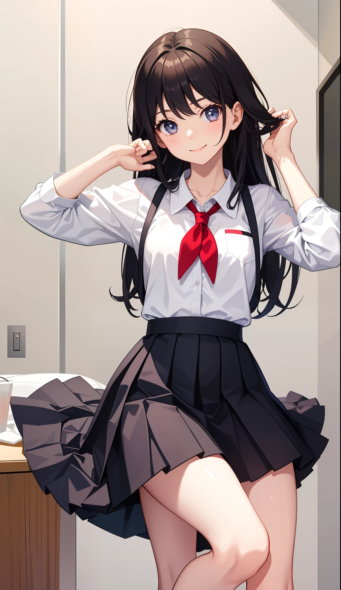1girl in、AS-Adult、A smile、A delightful! The shirt、skirt by the、(small tits)