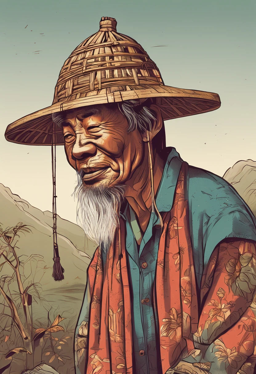 Gado is an ancient Chinese farmer,A wooden yoke is placed on his head