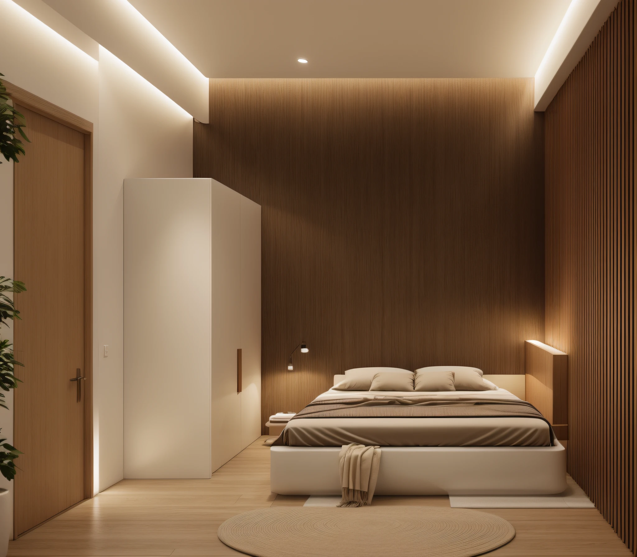 (JAPAN bedroom:1.2), (actual photo:1.2),Unreal Engineer 8K, full HD 8K, cinema light, warm light, deep color with minimalism, cream color and white color scheme, clean, simple lines, modern neo-traditional minimalism, brown and white color scheme, modern and minimalist, modern neutral earth colors, elegant and sophisticated, Scandinavian design, deep colors . minimalist color palette, mostly white