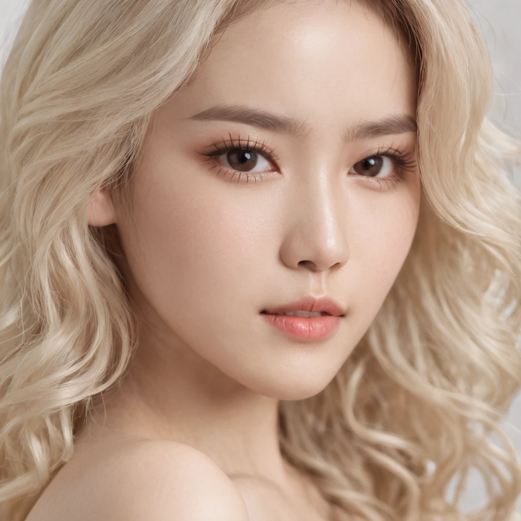 sexy women, 20 years, slim, sport, big breasts thin waist, curly blond hair, Naked, Realistic, photography of, Real, Natural,Asians,Liu Yifei's face