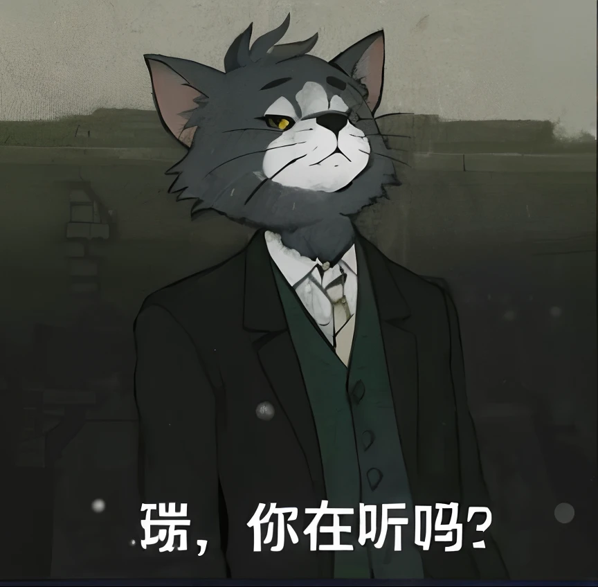 Caricature of a cat in a suit with tie and blazer, , he is wearing a suit, legoshi from beastars, as an anime character, Inspired by Bian Shoumin, Wang Chen, author:Wang yi, bury, anime cat, an anthro cat