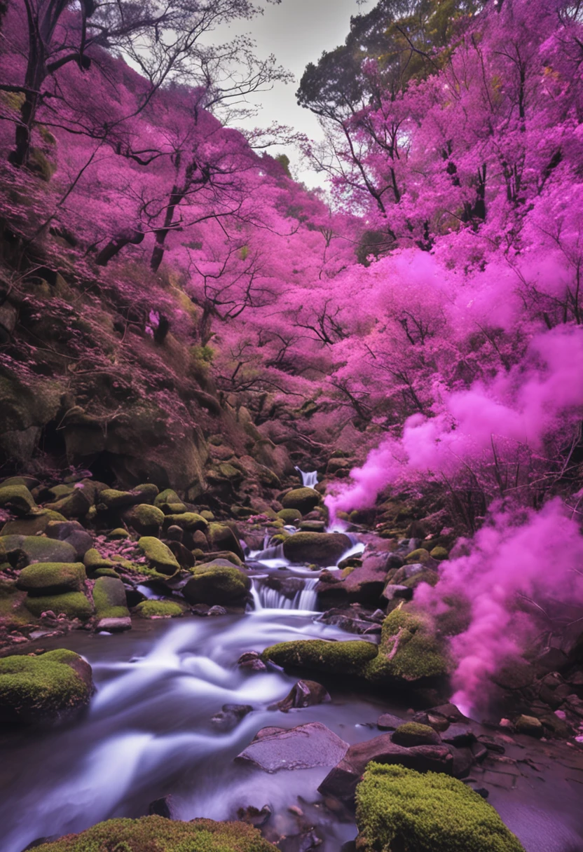 The incense burner produces purple smoke，

Look at the waterfall hanging maekawa from afar。

The stream plummeted 3,000 feet，

It is suspected that the Milky Way fell for nine days。