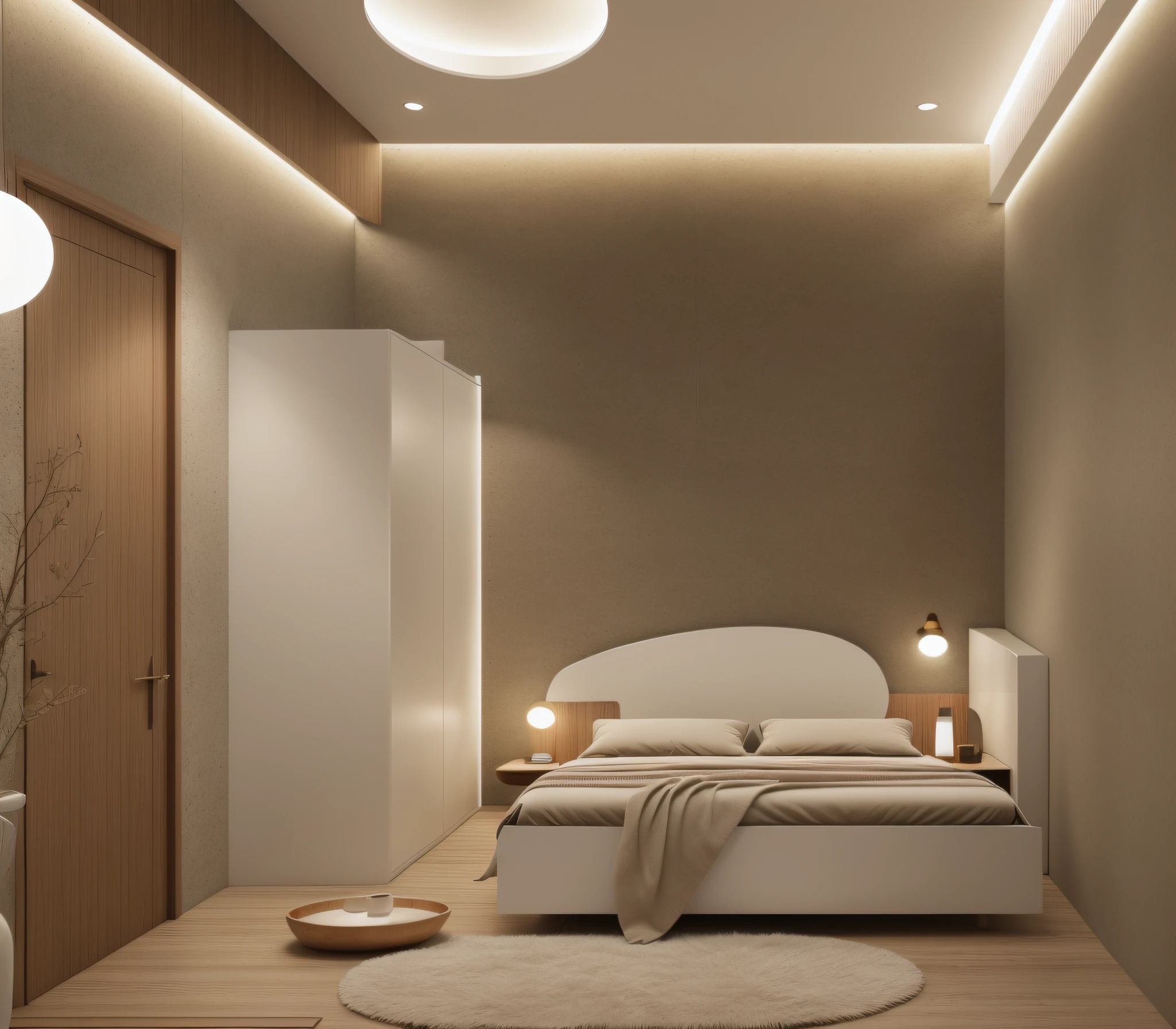 (JAPAN bedroom:1.2), (actual photo:1.2),(((extremely realistic:1.2))), (((extremely sharp:1.2))), Unreal Engineer 8K, full HD 8K, cinema light, warm light, deep color with minimalism, cream color and white color scheme, clean, simple lines, modern neo-traditional minimalism, brown and white color scheme, modern and minimalist, modern neutral earth colors, elegant and sophisticated, Scandinavian design, deep colors . minimalist color palette, mostly white