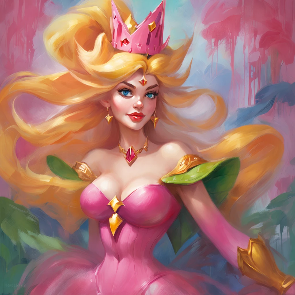 (Princess Peach: 1.5),(Sexy superheroine:1.2),(magical forest:1.2),(Fofosexyrobutts:1.2),(Rossdraw 2.5:1.1),(KDA:1.1),(WLOP:1.1),(Sakimichan:1.1),(Aquarela:1.2),(Particus:0.55)