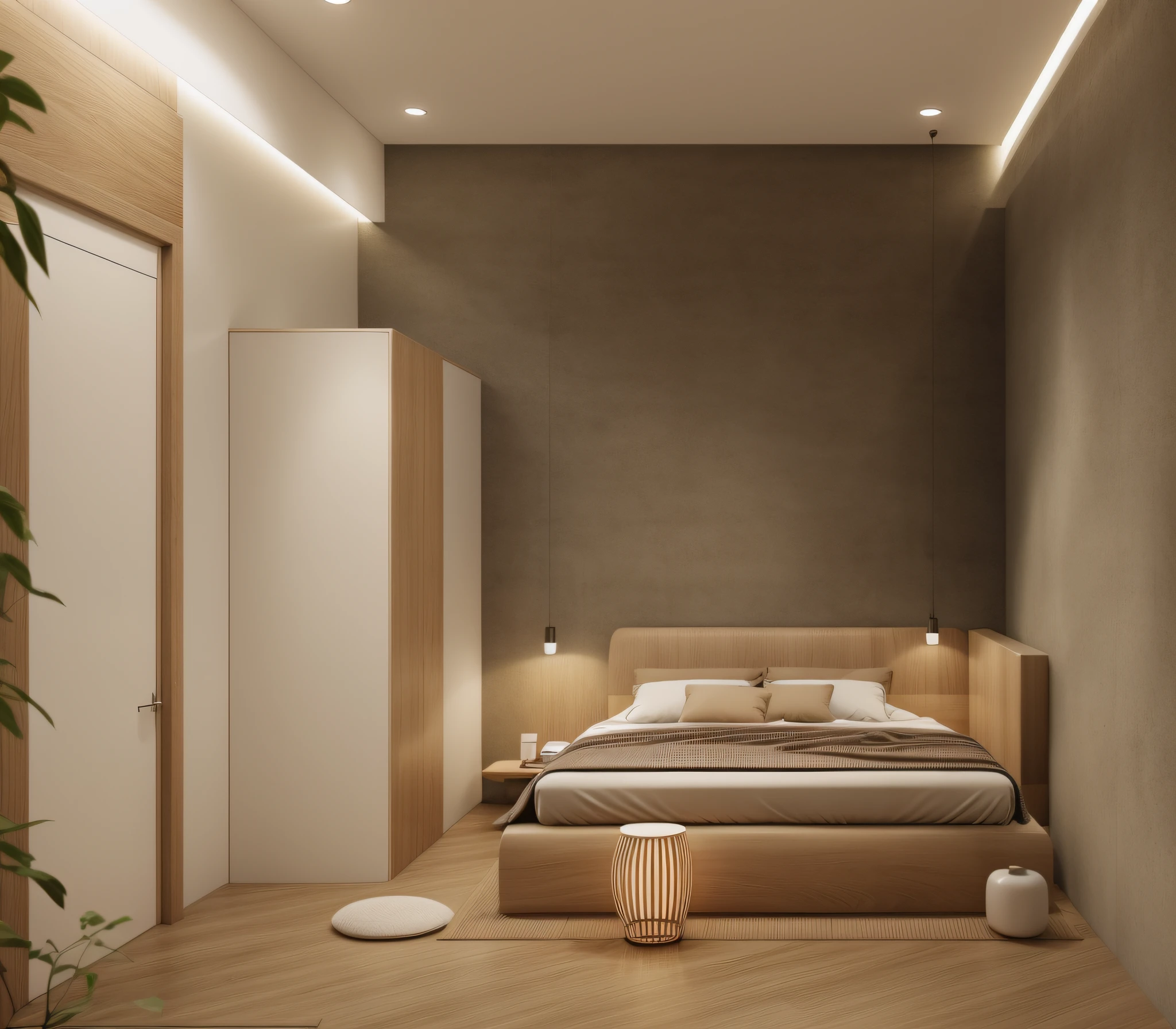 (JAPAN bedroom:1.2), (actual photo:1.2),Unreal Engineer 8K, full HD 8K, cinema light, warm light, deep color with minimalism, cream color and white color scheme, clean, simple lines, modern neo-traditional minimalism, brown and white color scheme, modern and minimalist, modern neutral earth colors, elegant and sophisticated, Scandinavian design, deep colors . minimalist color palette, mostly white