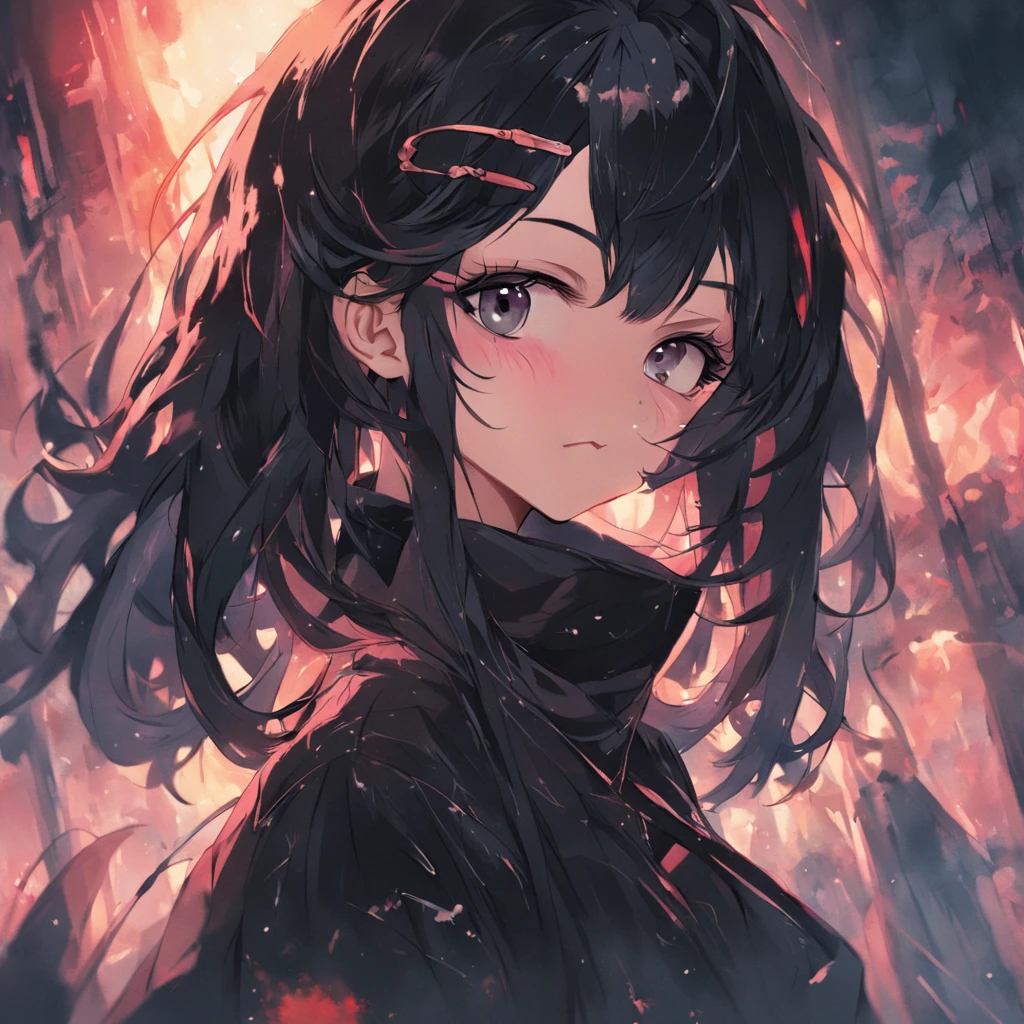 portrait of a sultry female with black hair, wearing eyepatch, wearing black lipstick, sexy