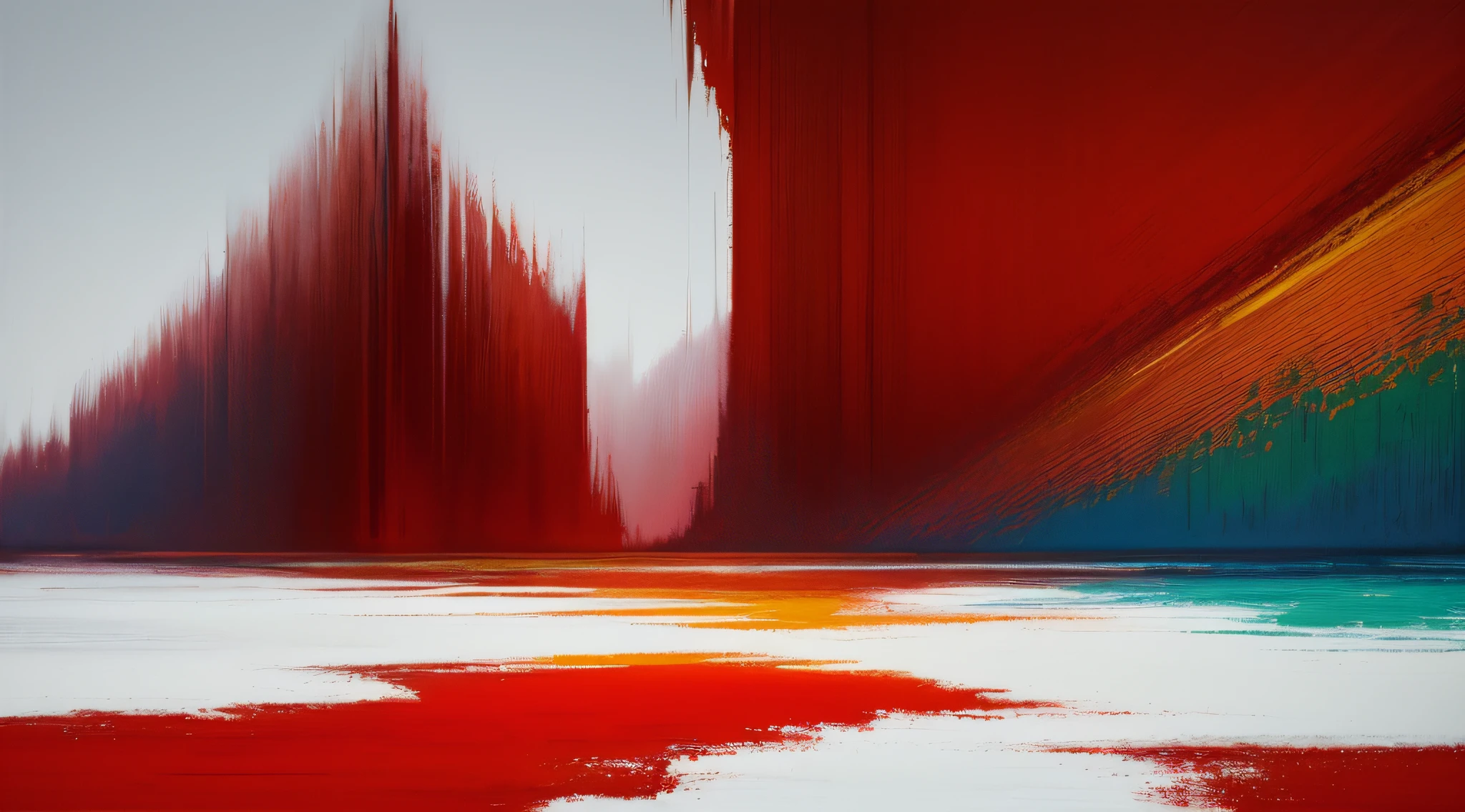 (8k, best quality, masterpiece_1.2),(best quality_1.0), (ultra highres_1.0), (((Oil painting effect of a character's back:1.3, Bright colors:1.2,Bright red tones:1,Flattened large color block effect:1.2,Abstract landscape picture,white backgrounid))),Majestic concept,Abstractionism,