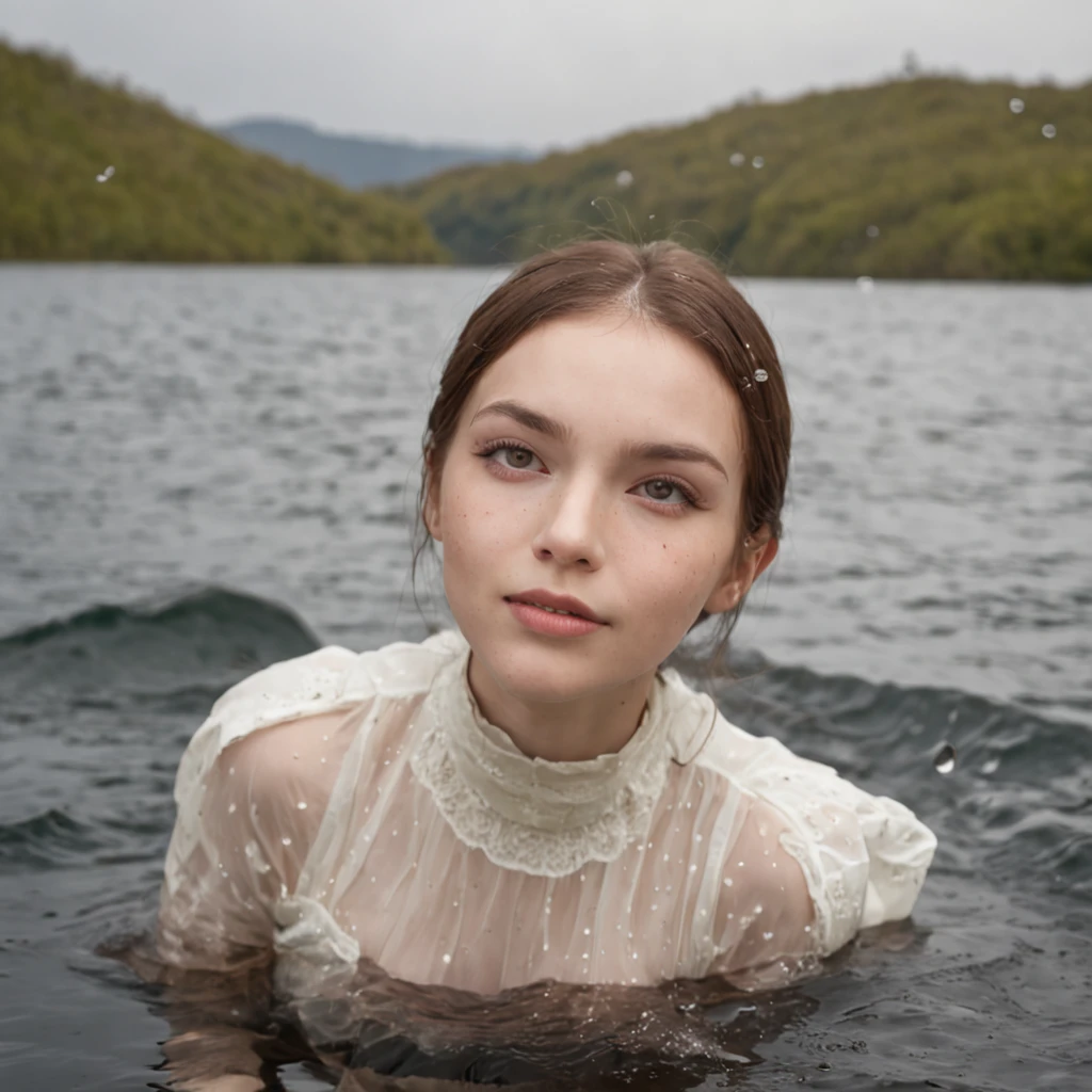Arafed woman in a white dress in the water - SeaArt AI