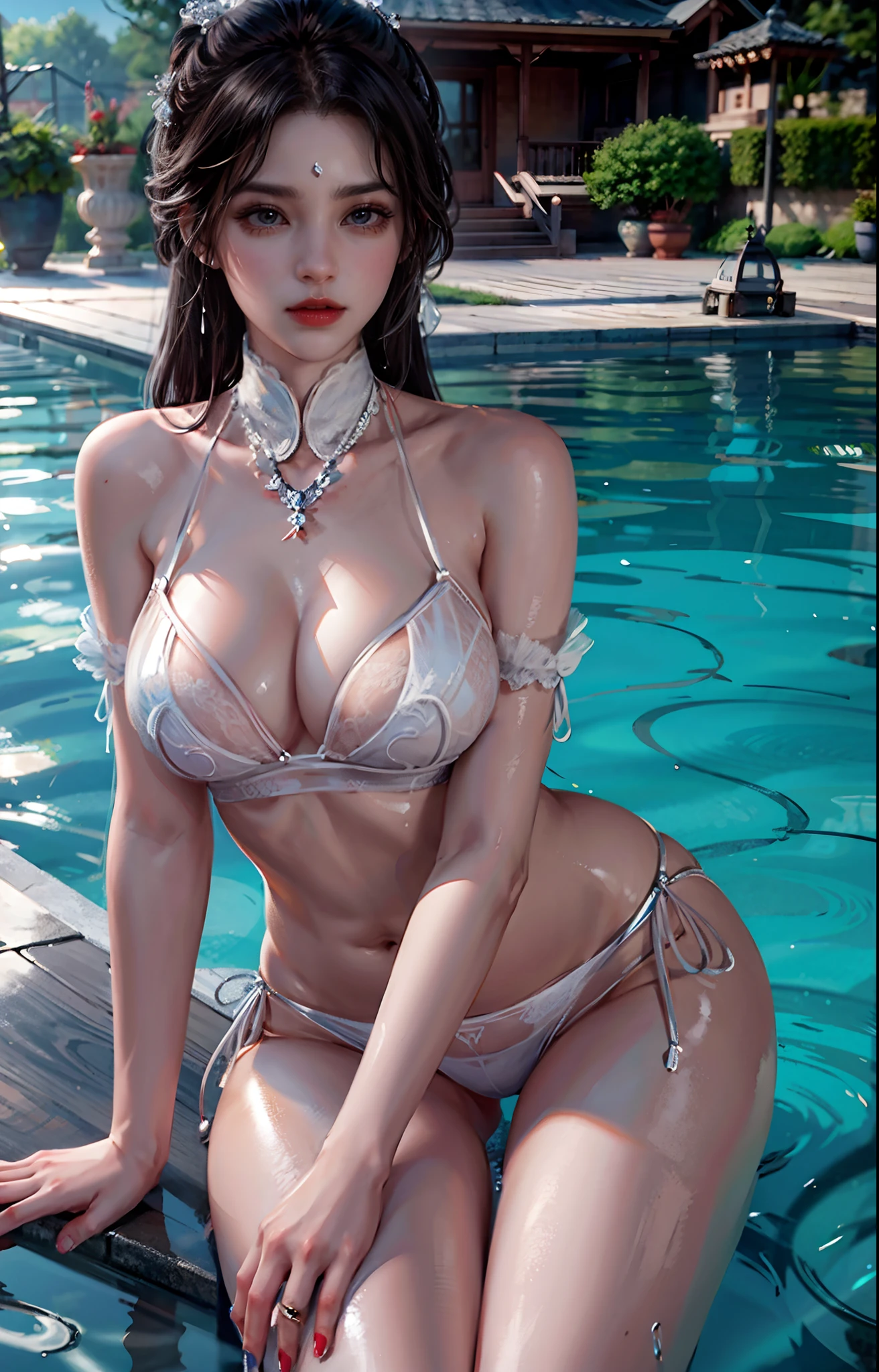 Royal sister，Detailed eyes，详细的脸，mature face，Ripe body，Tall body，Seductive body，Long legs，8k，k hd，fleshy feeling，Translucent lace，White plump delicate body，Beautiful face，Cherry small mouth，Beautiful and delicious（3D  royal sister），a plump buttocks， jade foot，