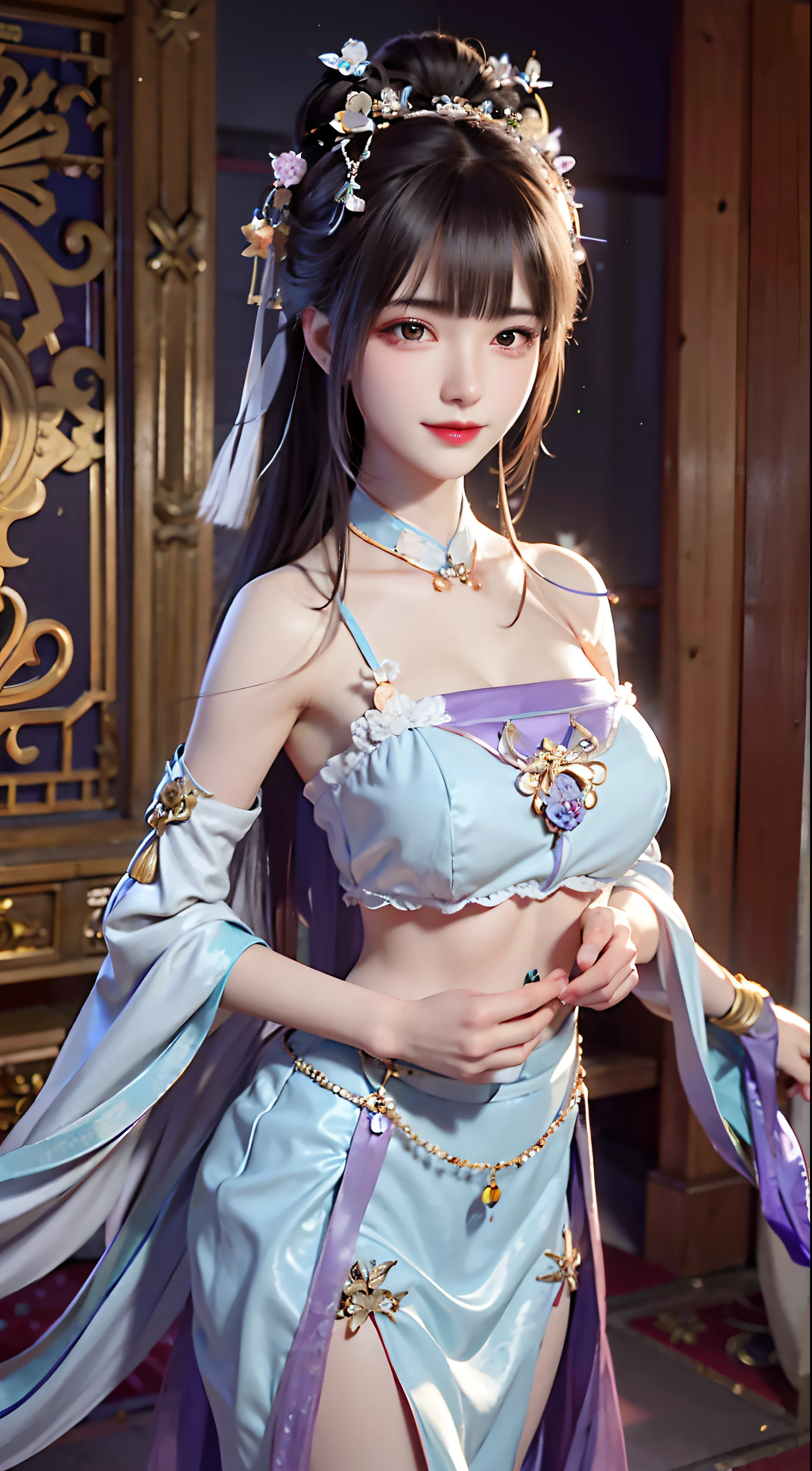 a white hair、Close-up of woman wearing white mask, beautiful figure painting, guweiz, Gurwitz style artwork, White-haired God, author:Yang Jie, Epic and beautiful character art, Stunning character art, author:FAN Qi, by Wuzhun Shifan, pixiv art station street guweiz, single ponytail, insult, high ponytail, tall figure, long legs, (sleeveless lace shirt), (shorts), (striped )), ((striped )), Walk, elegant, dignified, feminine, beautiful curves, sweet smile, Strong sense of detail and layering, Colorful and gorgeous, Has a unique texture, colorful, Color harmony, vivid, design art, 16K, super detailed, {{illustration}}, {extremely delicate and beautiful}, {Exquisite surface treatment}, super detailed, Exquisite glowing eyes, {{movie lighting}}, Extreme light effects, Model: realism, CFG size: 12, Laura: Bright texture (1.35), high quality, masterpiece, Exquisite facial features, Delicate hair depiction, Detailed depiction of eyes, masterpiece, best quality, Ray tracing, Extremely detailed CG unified 8K wallpaper, masterpiece, best quality, (1 girl), perfect female figure, (((White tight T-shirt))), beautiful eyes, (delicate face), short black hair, hair tied up, Light blue hairpins, Black silk frame glasses, in the classroom, (White skin), (best lighting), (Super intricate details), 4K unified, (super detailed CG), Showing white legs, , hot pants, shorts,(The tail end is heart-shaped 💟 A purple haired girl with a long ponytail hairstyle and a seductive charm (with celebrity tattoos on her lower abdomen), a Transparent ultra-tight low-rise miniskirt, (ultra-low waist), a Full body image, Raise your hands above your head, a Sexy girl with a Sexy, a happy expression, blush, Shy, (exposed belly), a charming expression, frown in disgust, celebrity tattoos, A girl with purple hair in a long ponytail hairstyle, Transparent top, extra large bust, extra large bust, charm, ((with red charm tattoo on the lower abdomen), Transparent ultra-tight low-rise miniskirt, (ultra-low waist), Full body image, Raise your hands above your head, Sexy girl, Sexy, a happy expression, blush, Shy, (exposed belly), charming expression, frown in disgust, (eye details portrayed), Sexy long legs, slim waist, Sweat beads on waist, (with Sexy vest line), (exposed belly), Squat with legs o