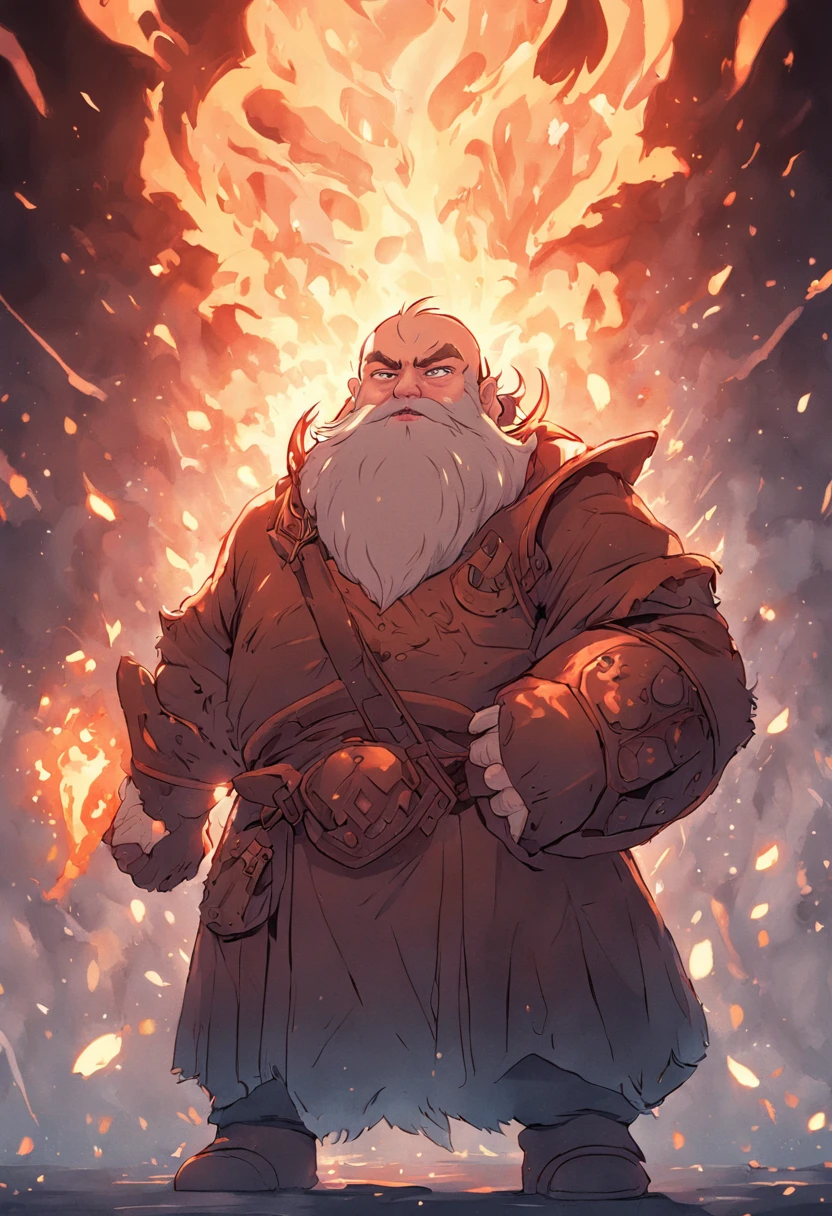 RPG dwarf with a beard made of fire