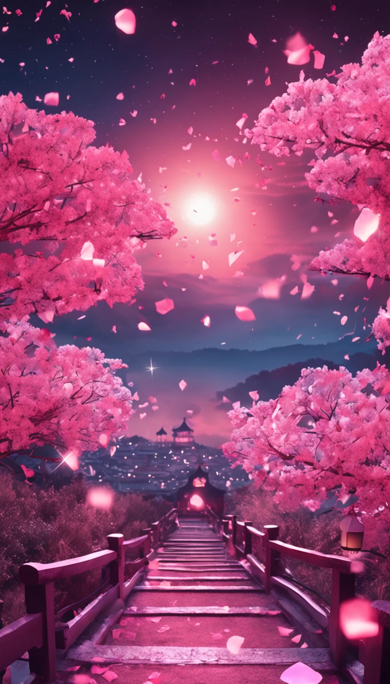 Parameters are original,4K,flower petals,lantern,Night,Heavenly sky background,Pink,Ink pen, Tanabata， Negative Prompts: Human, Bad Image - Hot - 75V, Easy Negative,