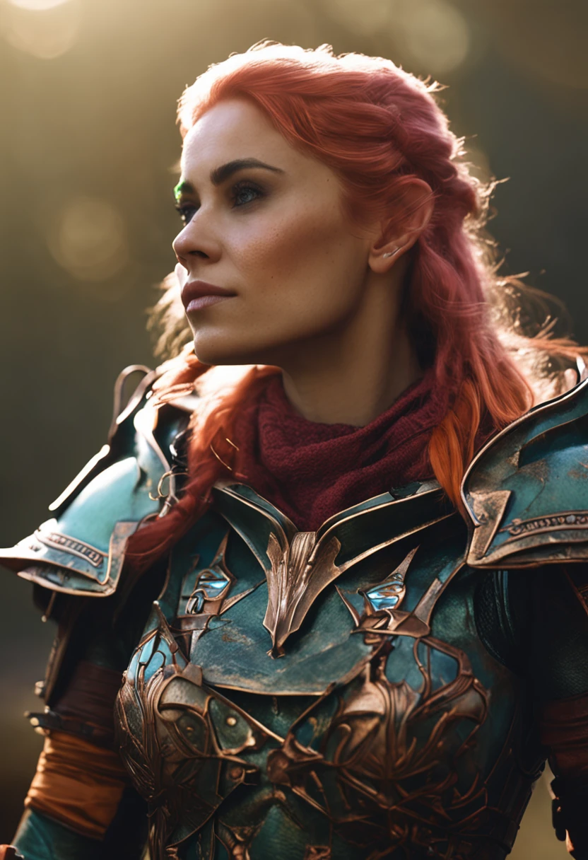 portrait,female elf with heavy armor