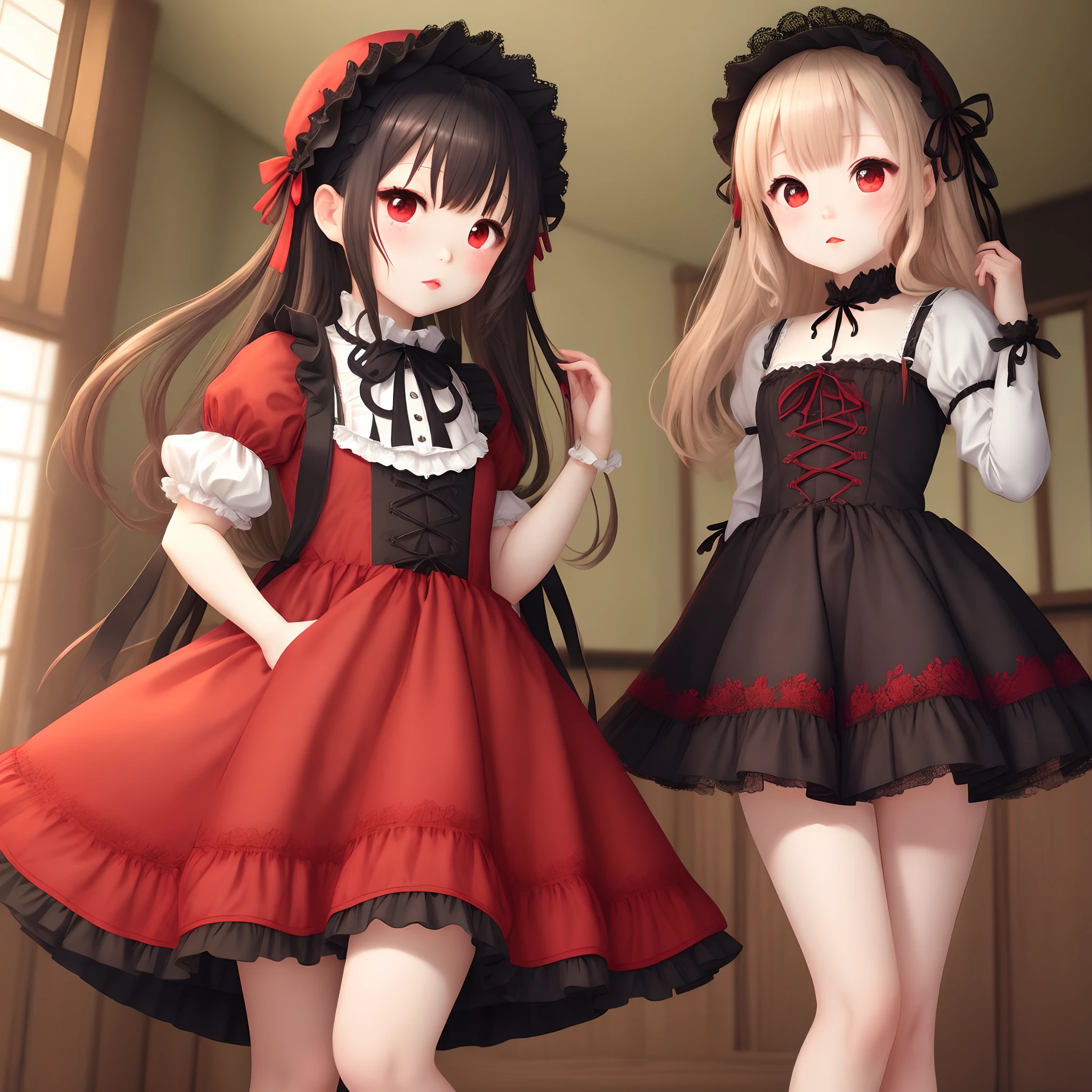 cute little、Gothic lolita、RED dress、Red eye、Twin-tailed、Futomo、Kyozo Tokizaki、