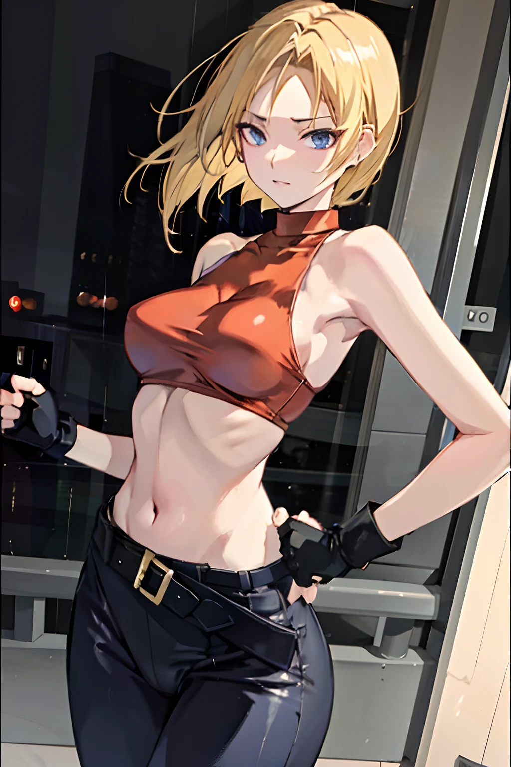 maryms,Best Quality,(beauty),masterpiece,  1girl,phisically-based render ,ultra highres,narrow waist, skinny,big eyes,long legs,(small breasts),puffy eyes, night,(rainy city), shiny skin, facing viewer, fighting stance, (make a fist),firm expression, cumming
