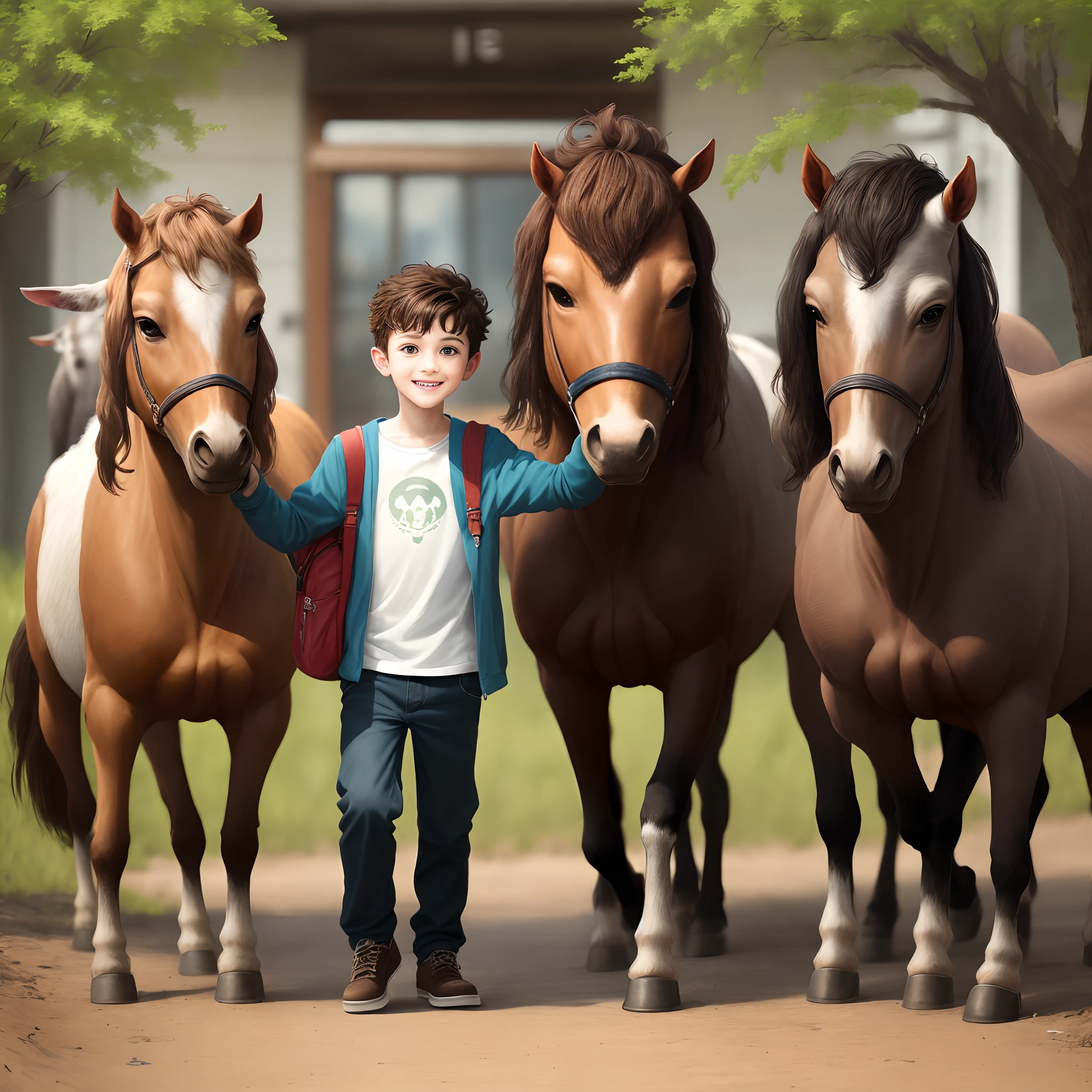 The cute boy holds the side herd