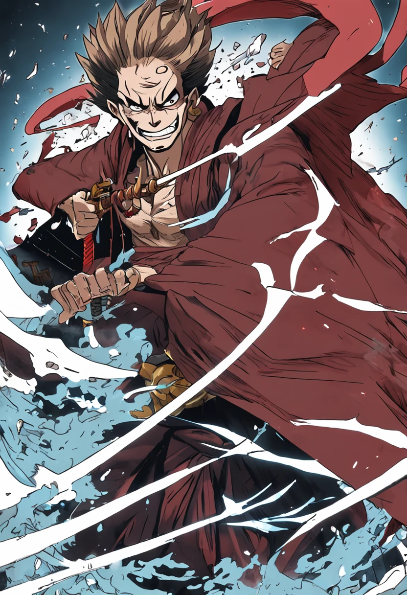 Wu kong (one piece), homem orangotango , com entorno de seus 17 anos, espadachim, pelos preto segurando uma Katana , one-piece art Detailed anime character art, arte chave detalhada do anime, arte de anime digital detalhada, Close-up de corpo inteiro, arte chave do anime em uma rocha, 2. 5 d cgi anime fantasia arte | | | | |, anime epic artwork, digital advanced anime art ", Akira, Mitologia Chinesa, arte de fantasia de anime, arte de fantasia digital 2d detalhada, Anime Wallaper, arte detalhada do personagem de anime, Advanced digital anime art, a cartoon of a man with a sword and a demon on his back, from one piece, inspired by Tōshūsai Sharaku, Melhor Design de Personagens de Anime, Ichigo Kurosaki, inspired by Kanō Hōgai, Shikanosuke Yagaki, inspired by Kōno Michisei, Engrenagem Luffy 5, Ohararyu, barba vermelha