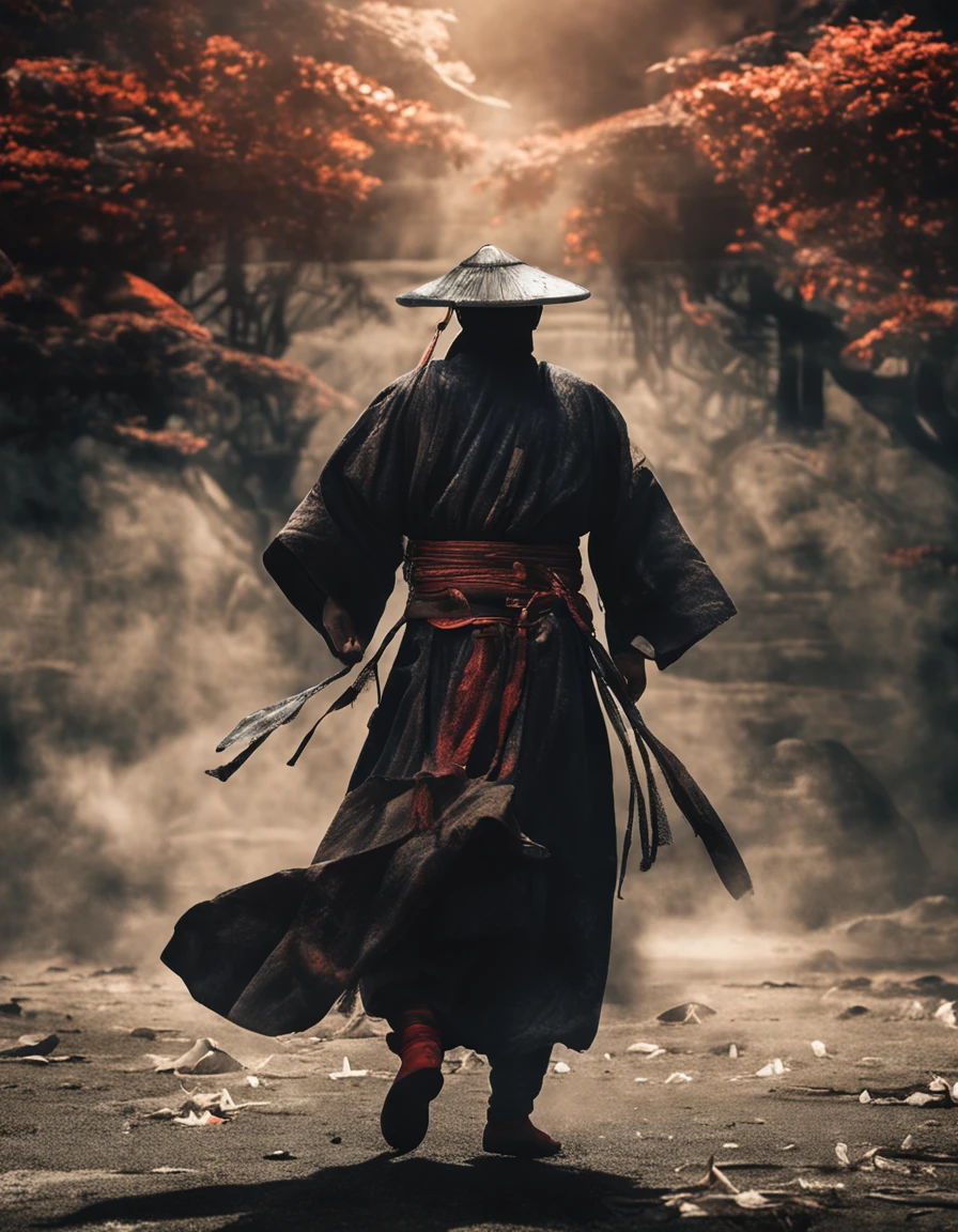 Best Quality, Masterpiece, extra high resolution, (The photo is realistic:1.4), surrealism, dream-like,Fusion, Samurai, Shadow Magic, Darkness control, Invisible, Shadowstep, Karate Blackbelt