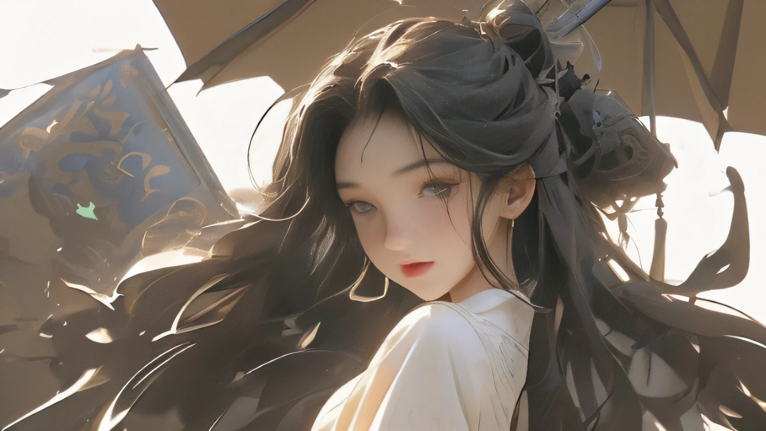 (Masterpiece:1.2, High quality), (Pisif:1.4),(Gongbi painting of the Song Dynasty:1.4)(Wide-angle lens,panoramic:1.2),(imid shot:0.95),(imid shot,macro shot:1.25),Dynamic Angle, Perspective, highs, Masterpiece, Best quality, 8K, insanely details, Intricate details, ultra - detailed, hyper qualit, Ancient Chinese climax(Chinese architecture:1.5)Braid(Junior male:1.5),sidewayglance, (Cold attitude:1.2), Eyebrows like early spring willow leaves, Often sad with rain hating clouds, March peach blossoms and other faces, Hidden amorous month. Thin waist curled, Restraining tern warblers, Sandalwood mouth light, Tempt bees crazy butterfly chaos. Enchanting, Beautiful jade fragrance, Tense shots(The sky glows red,Visual impact,giving the poster a dynamic and visually striking appearance:1.2),Close-up,(imid shot,macro shot:1.25),(Detailed face description),(Detailed hair description),(Detailed description of clothes), {Extremely Delicately Beautiful},(Detailed eye description),((Delicate faces)),(Beautiful and detailed facial depiction), (Beautiful face),Thin face,Slim,Oval face,Perfect face,Delicate face,Eyes detailed, Milky skin,(full bodyesbian:1.8), White hair