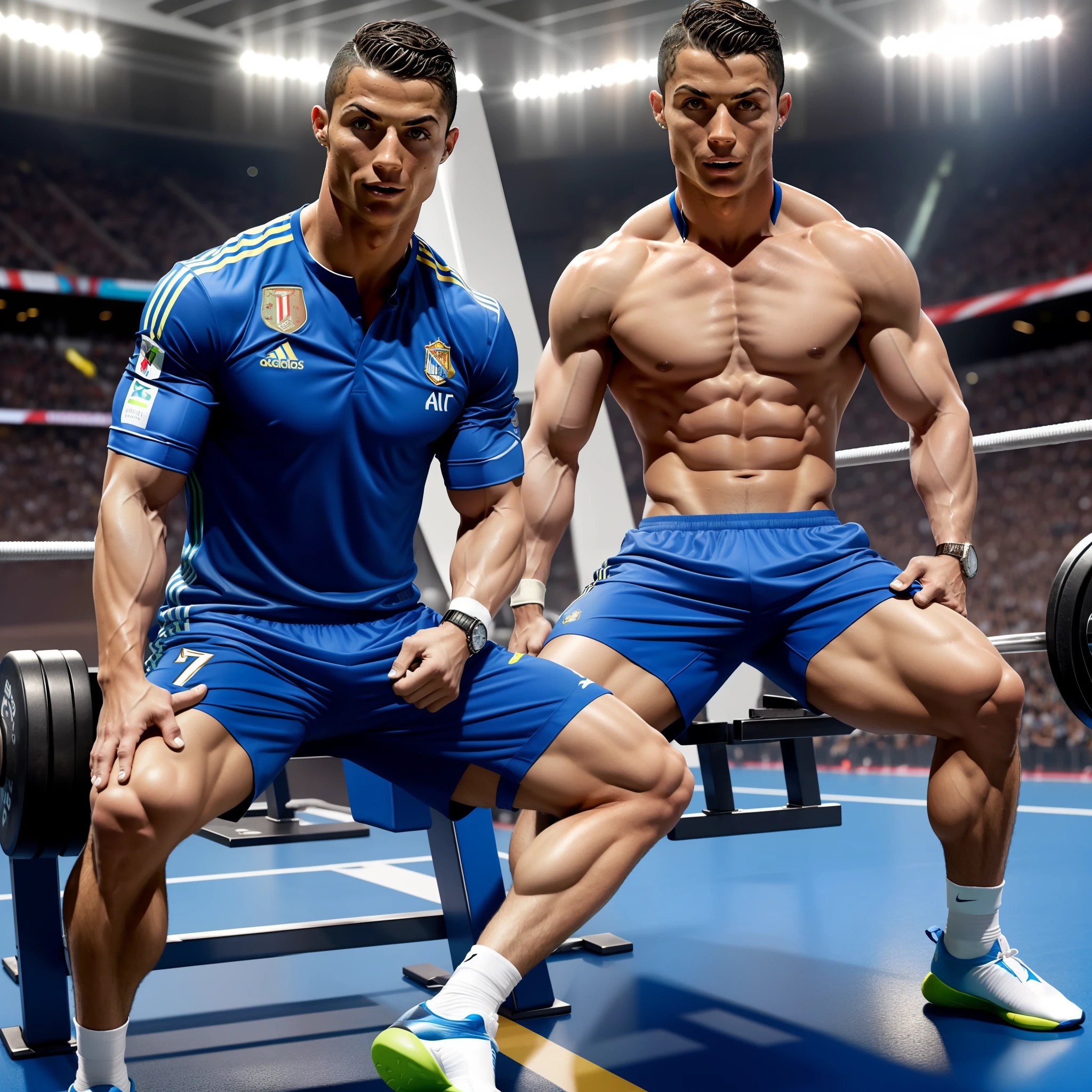 1 Cristiano Ronaldo strengthens muscles in ampoules of shirts and shorts. Clear details，Cristiano Ronaldo，Seductive feet