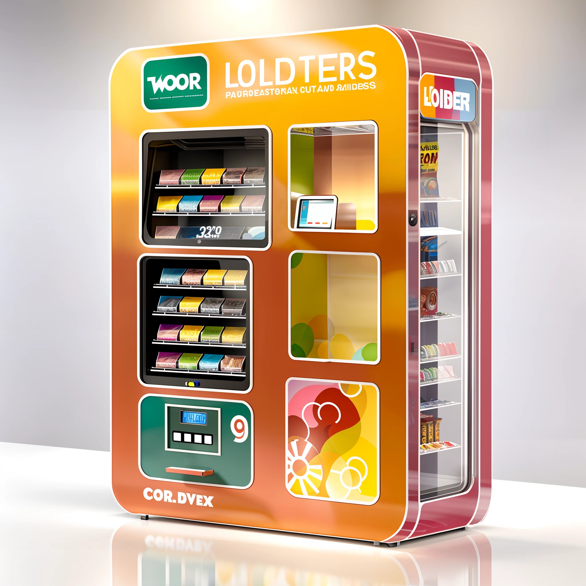 Small lottery vending machines, In the upper left corner is the monitor panel, The three compartments on the right are product display cases,In the lower left corner is a glass panel for picking,Simple design