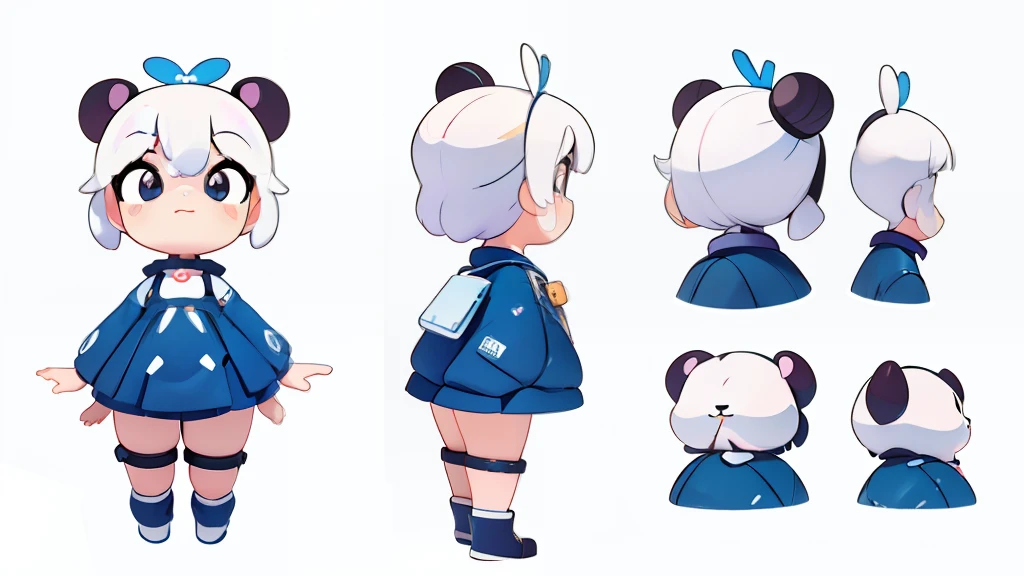 ((masterpiece)),(((best quality))),(character design sheet, same character, front, side, back), full body, generate three views,namely the front view the side view and the back view,super cute IP character by pop mart, pandas，Character design with panda elements，Anthropomorphic panda，bauhaus,colorful,plastict ransparent,soft lighting,sophisticated mechanical parts,glowing body,collecting toys,mockup,blind box toy,fine luster,clean background，3D render,oc render,best quality，4k,ultra detoiled,crazy details --ar 16:9--niji 5--style expressive