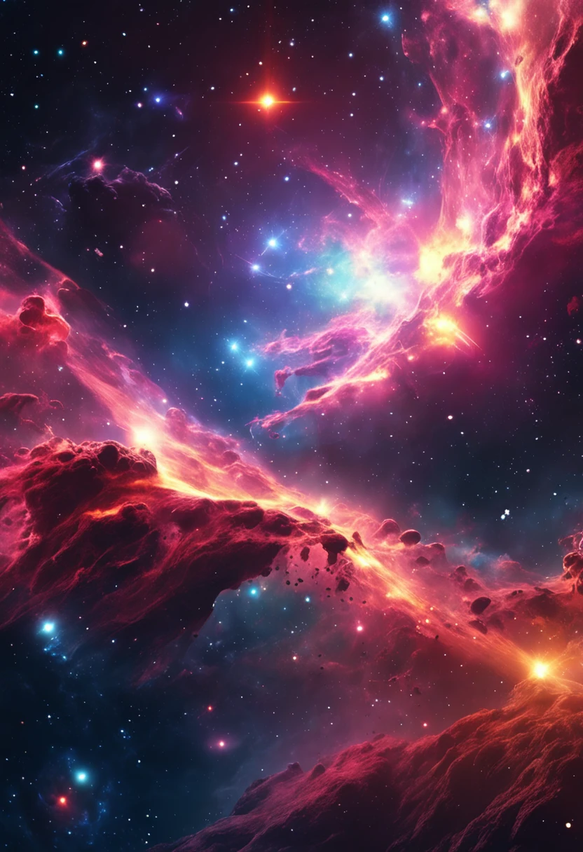 Cosmic explosion,Supernova explosion,star ocean,Gorgeous cosmic scenes、Colorful nebulae and constellations、Magnificent cosmic crevices。