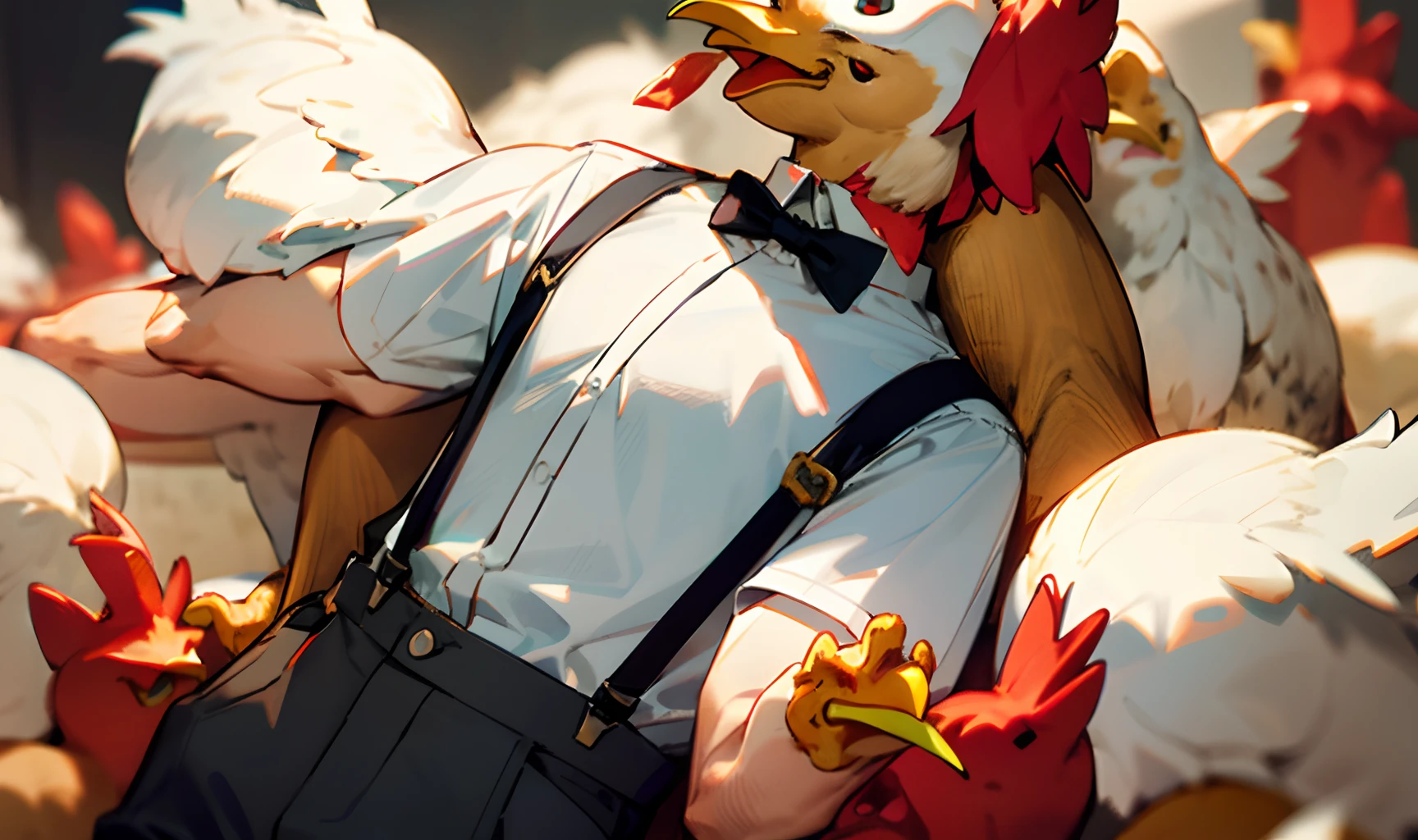 Chicken in suspenders