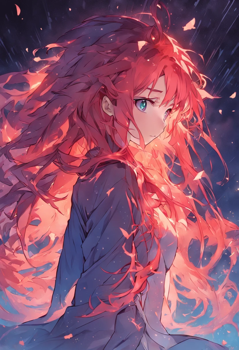 Red long-haired, Adults,hot girls,25 age old,One hand ruffled his hair,Smiling, ember, top-quality, tmasterpiece
