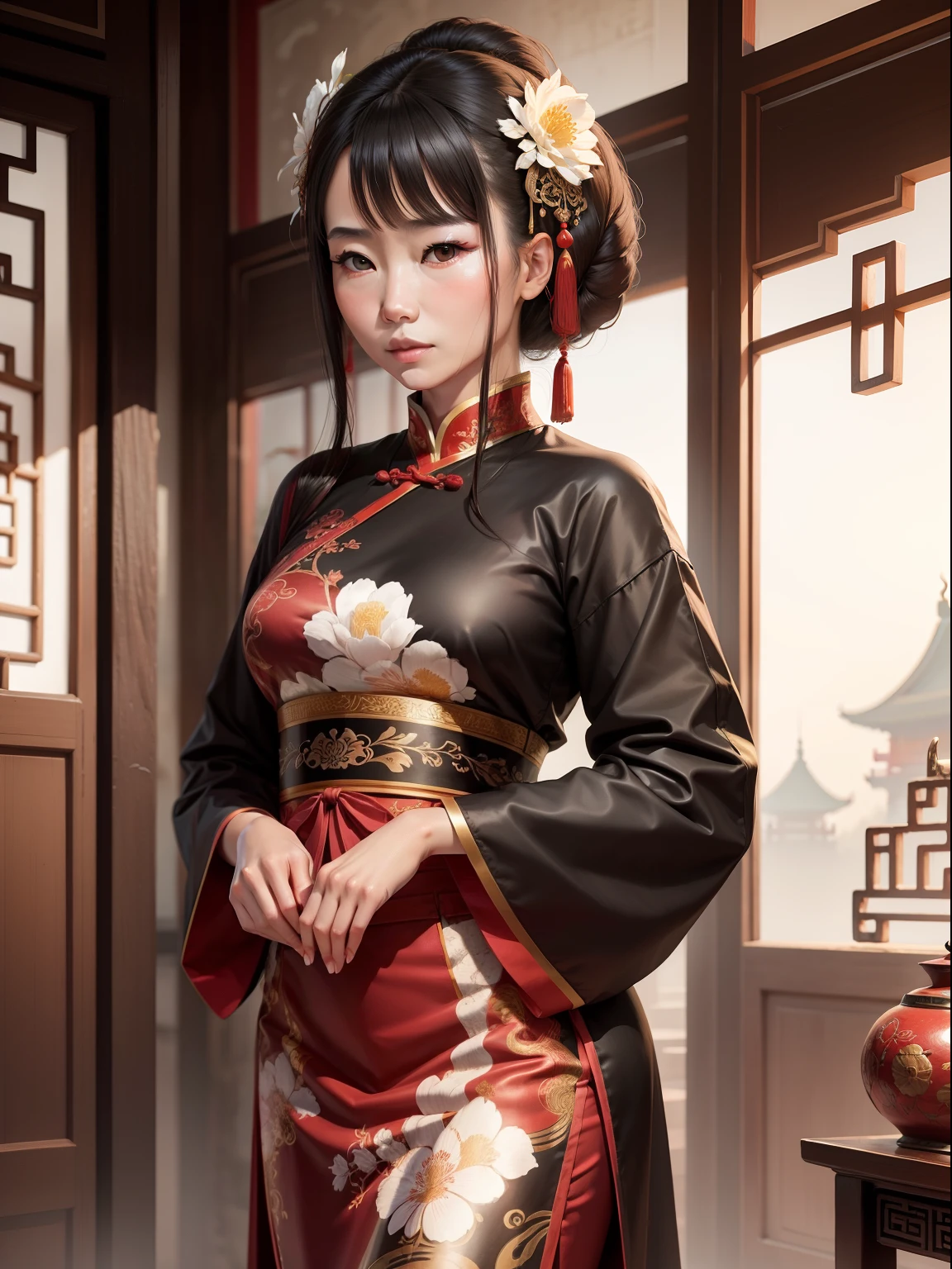 geisha holding mask