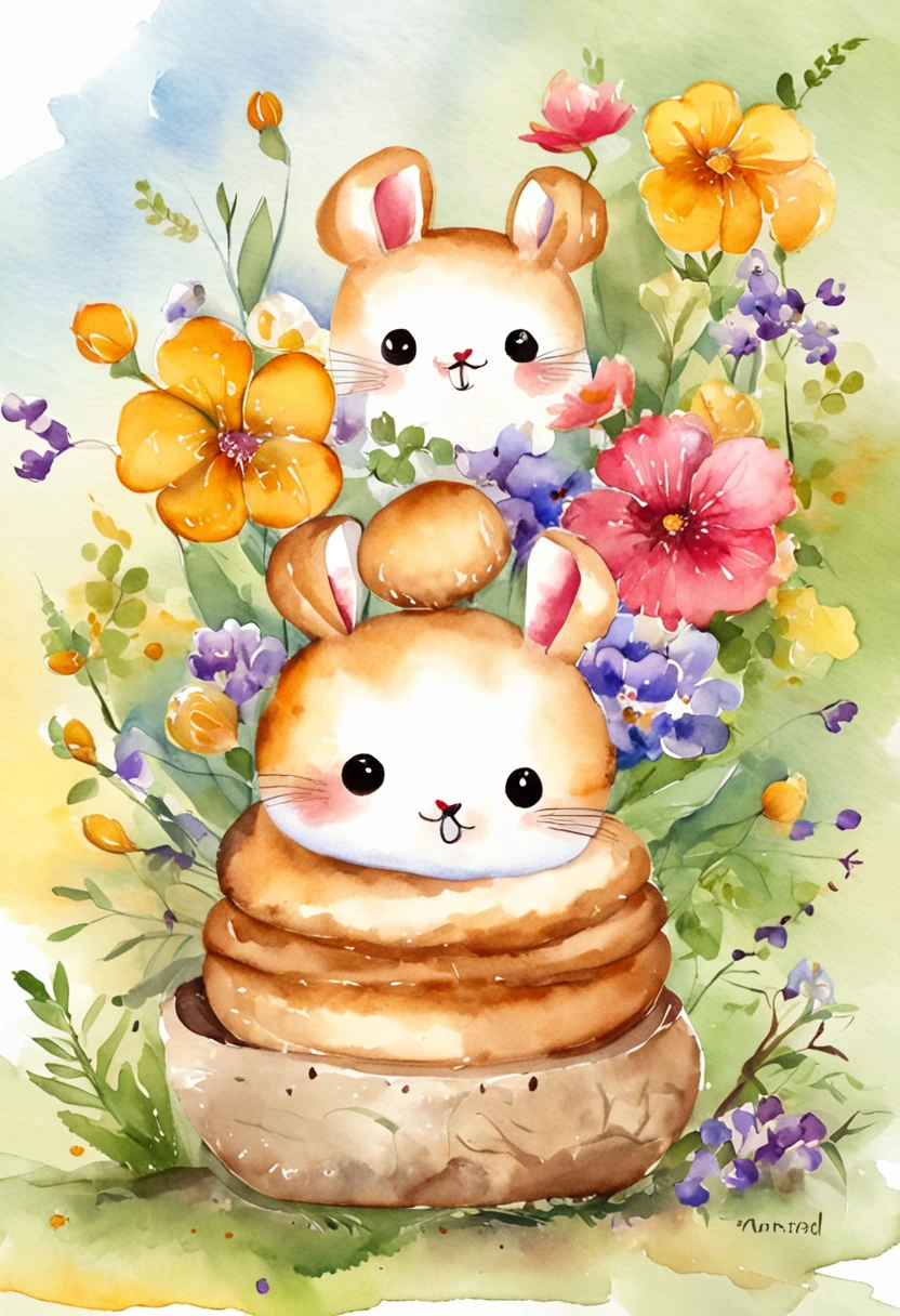 Hot buns,Fantasy creation illustration,Cute Q