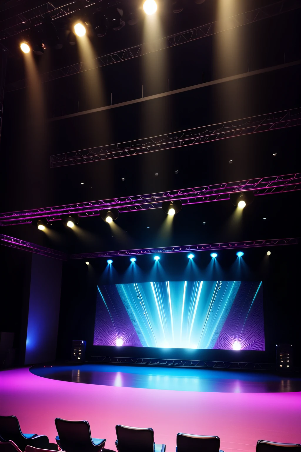 Empty variety show stage electronic screen