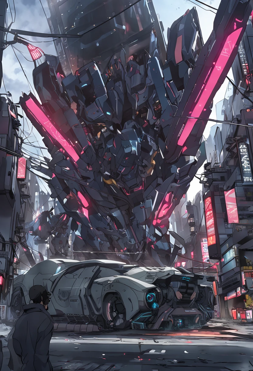 animesco Olhando para cima CCS-ClassBattleCruiser sobrevoando Vast and epic Cyberpunk Tokyo 8k ighly detalhado qualidade superior
