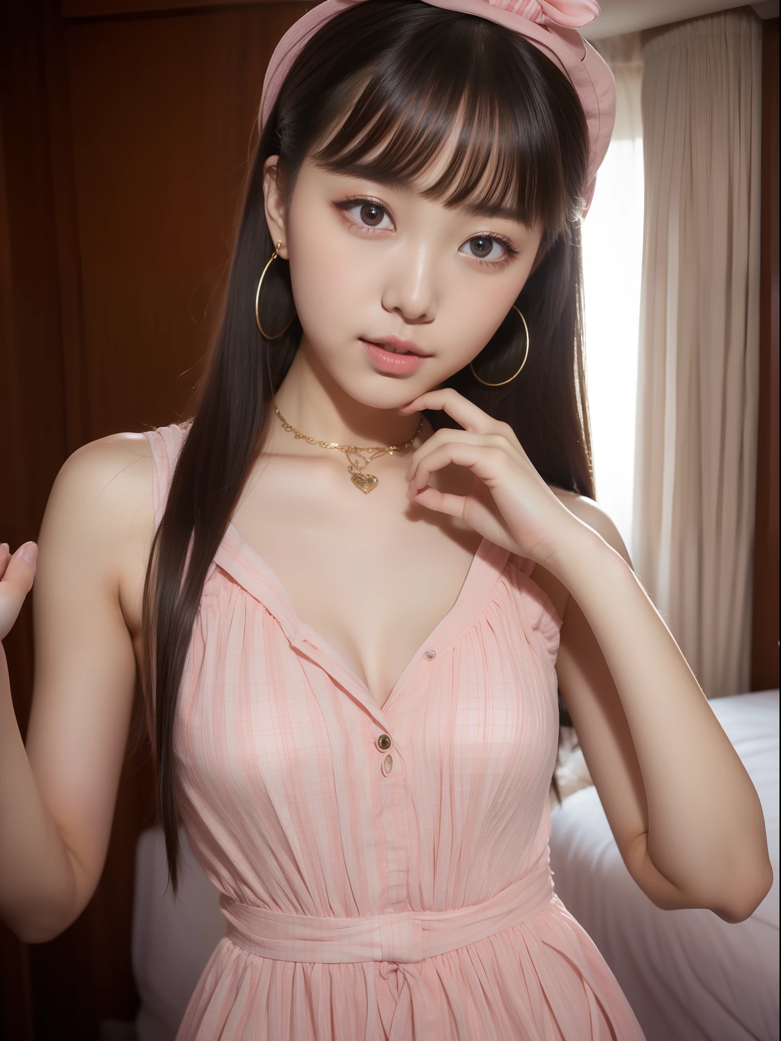 best quality, detailed, beautiful, insanely detailed, absurdres,perfect anatomy,
Japanese woman,black hair,27 years old,
(slender),
(small breasts best quality),
NSFW,(pubic hair:1.5),(election of pink nipples:1.5),
full body shot, (the galaxy:1.3), smiling, floating, sitting, long hair, (transparent white lace dress:1.2), full body shot, ground-level shot