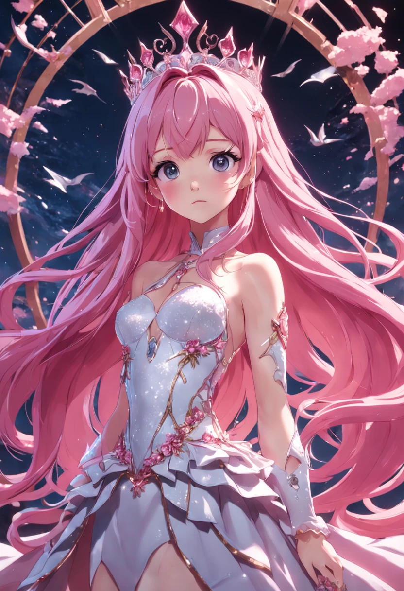 ACG 3D rendering,Pink hair, estrus, mermaid, exposed, dreamy, intricate details, 8k firee embellished tiara,Popular on the art station Imperial Sister