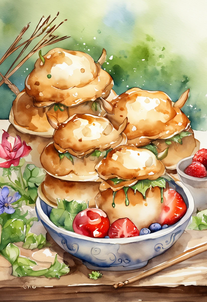 The steaming buns have just come out,Fantasy creation,Cute Q version of the food