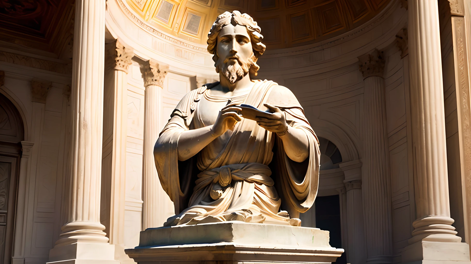 photo statue of Marcus Aurelius in Roman style with high resolution