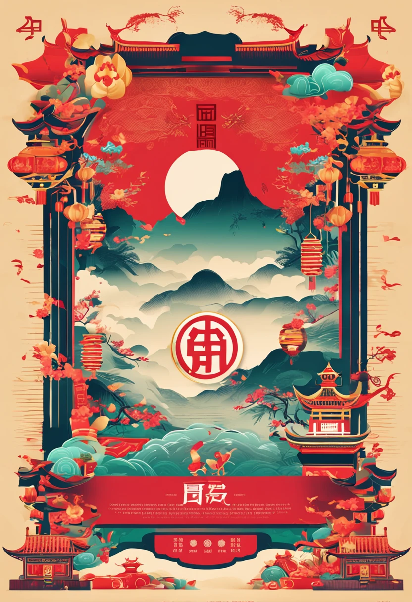 Design a Chinese Yuan Festival poster with elements of Chinese cultural traditions
