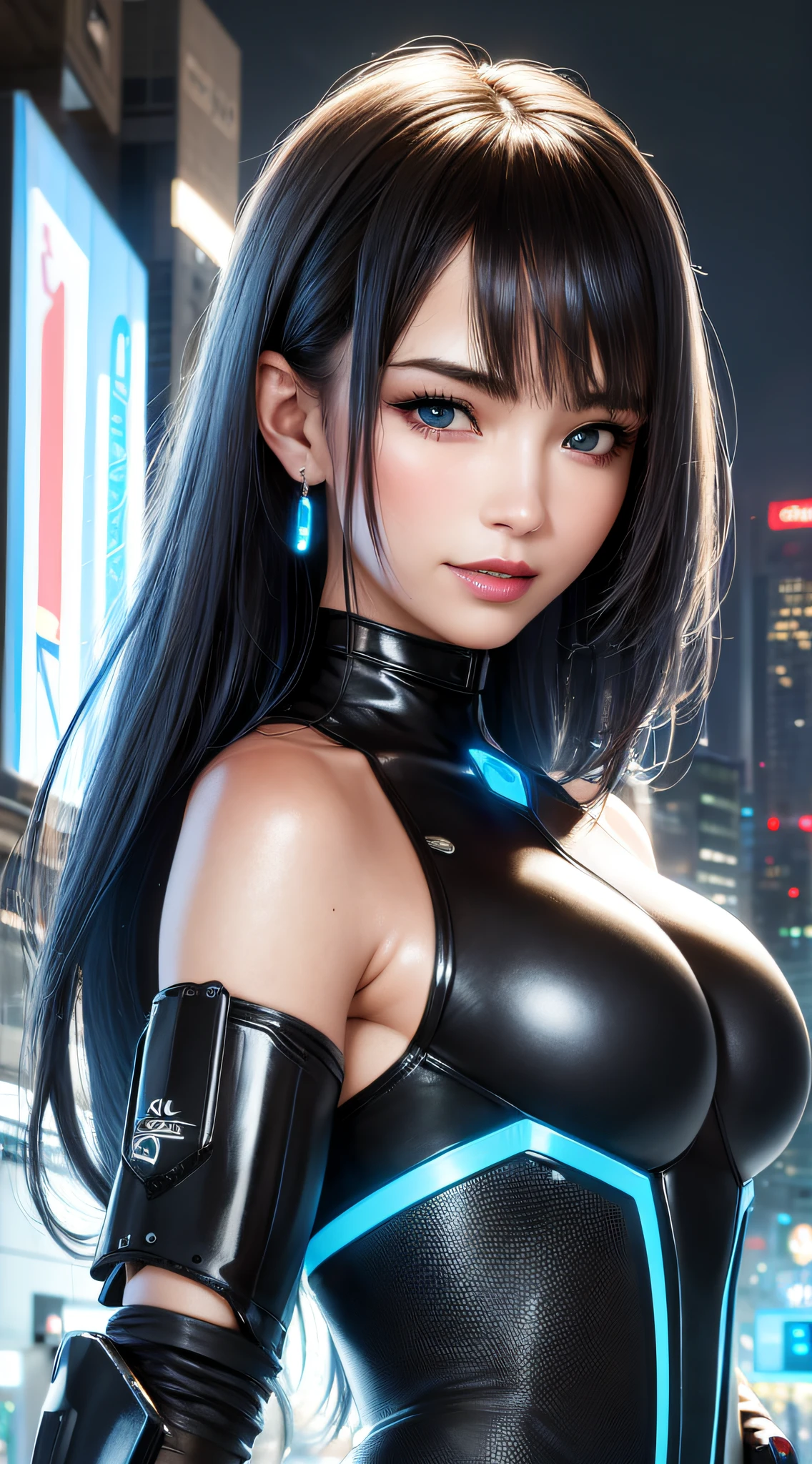 japanese goddess, oppai cyberpunk, revealing clothes, ecchi, golden nipple chain, transparent shirt, holographic space ship avatar