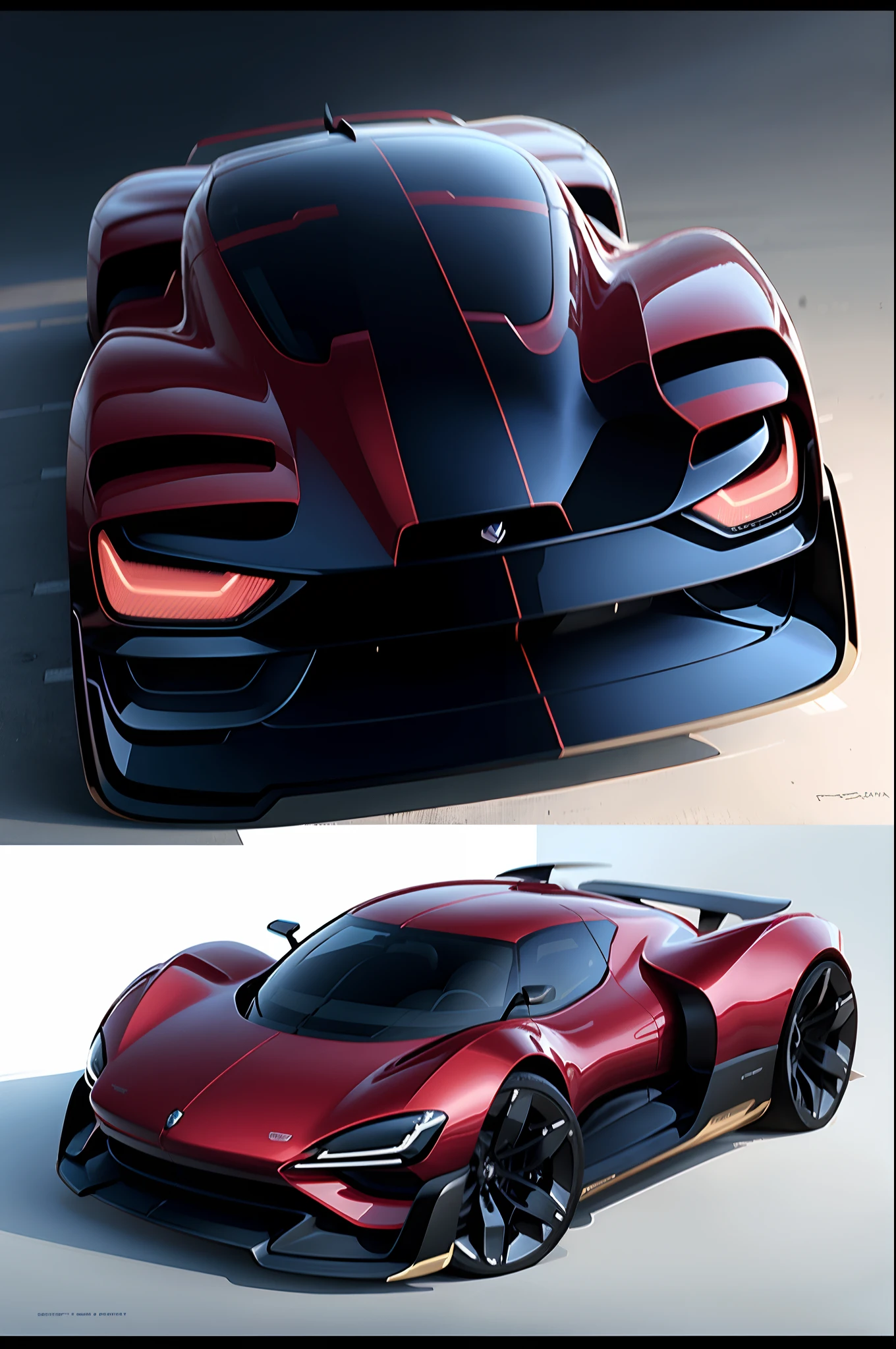 At the auto show，Red concept sports car