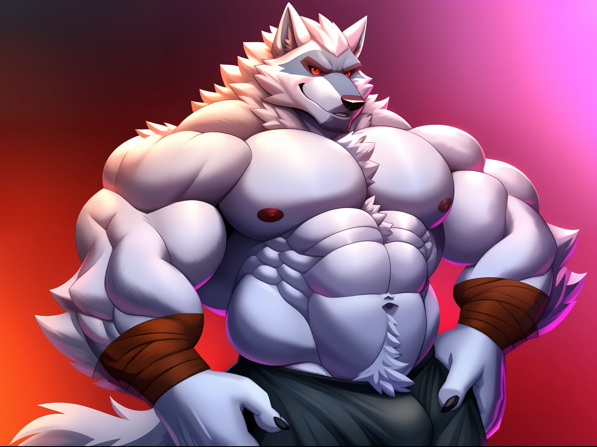 imagem de estilo de um homem com um corpo semelhante a um lobo e uma camisa, lobisomem musculoso, peito fofo, musculoso! Branco, peito peludo, super buff e cool, Commission for High Res, lobo peludo, thick furry neck and fluff on his chest, corpo peludo, Arte peluda!!!, forte e imponente, thicc, musculoso!!!, corpo fofo, big muscle, large muscles