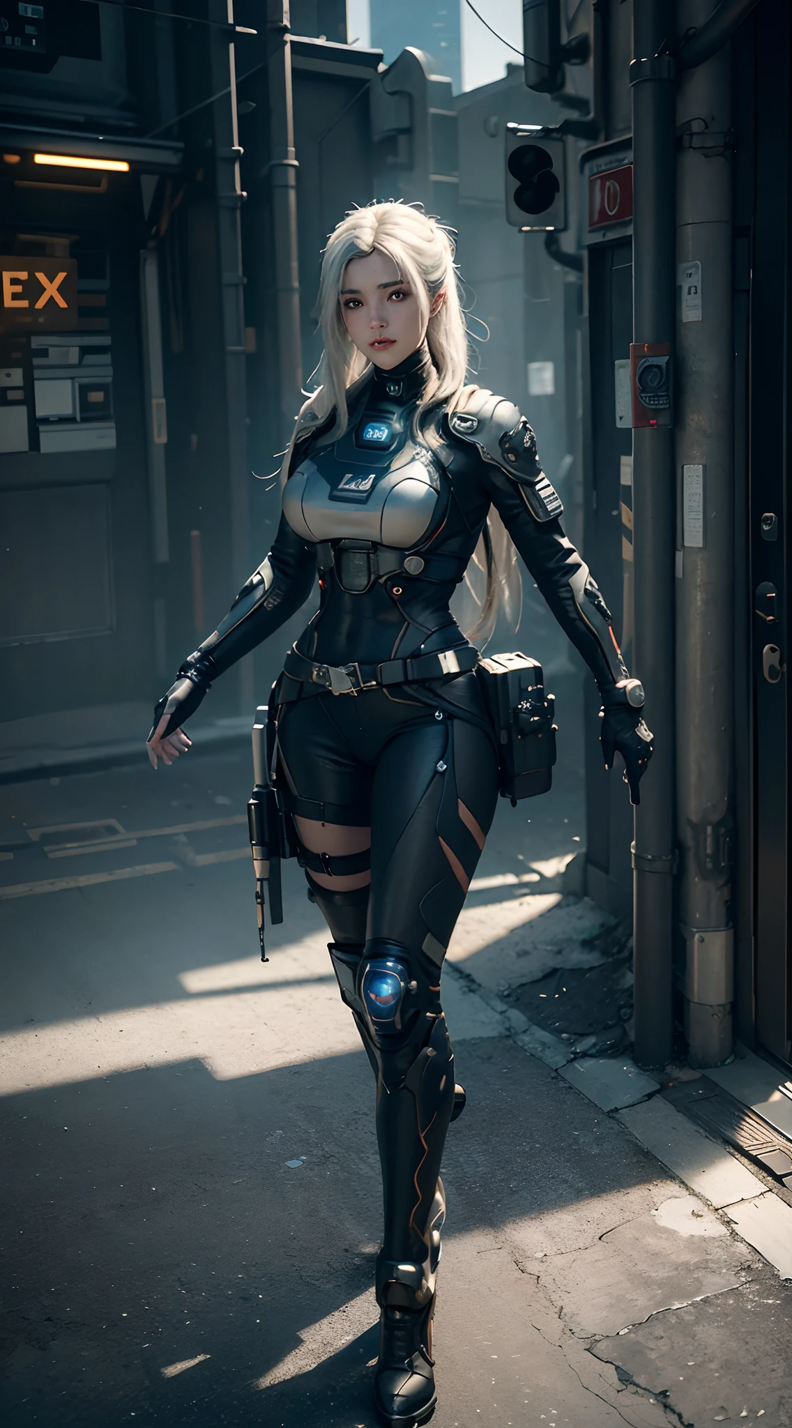 ((Best quality)), ((masterpiece)), (detailed:1.4), 3D, an image of a beautiful cyberpunk female,HDR (High Dynamic Range),Ray Tracing,NVIDIA RTX,Super-Resolution,Unreal 5,Subsurface scattering,PBR Texturing,Post-processing,Anisotropic Filtering,Depth-of-field,Maximum clarity and sharpness,Multi-layered textures,Albedo and Specular maps,Surface shading,Accurate simulation of light-material interaction,Perfect proportions,Octane Render,Two-tone lighting,Wide aperture,Low ISO,White balance,Rule of thirds,8K RAW,