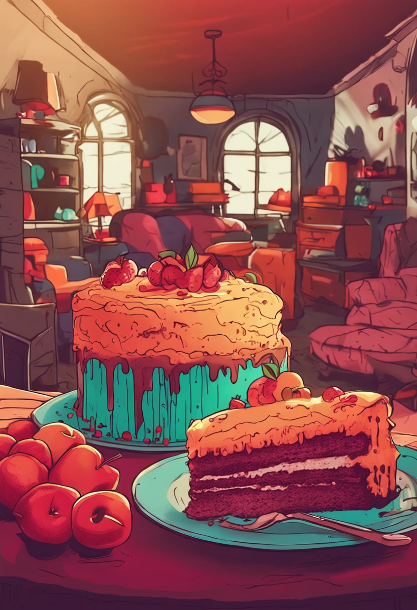 cake  and apple