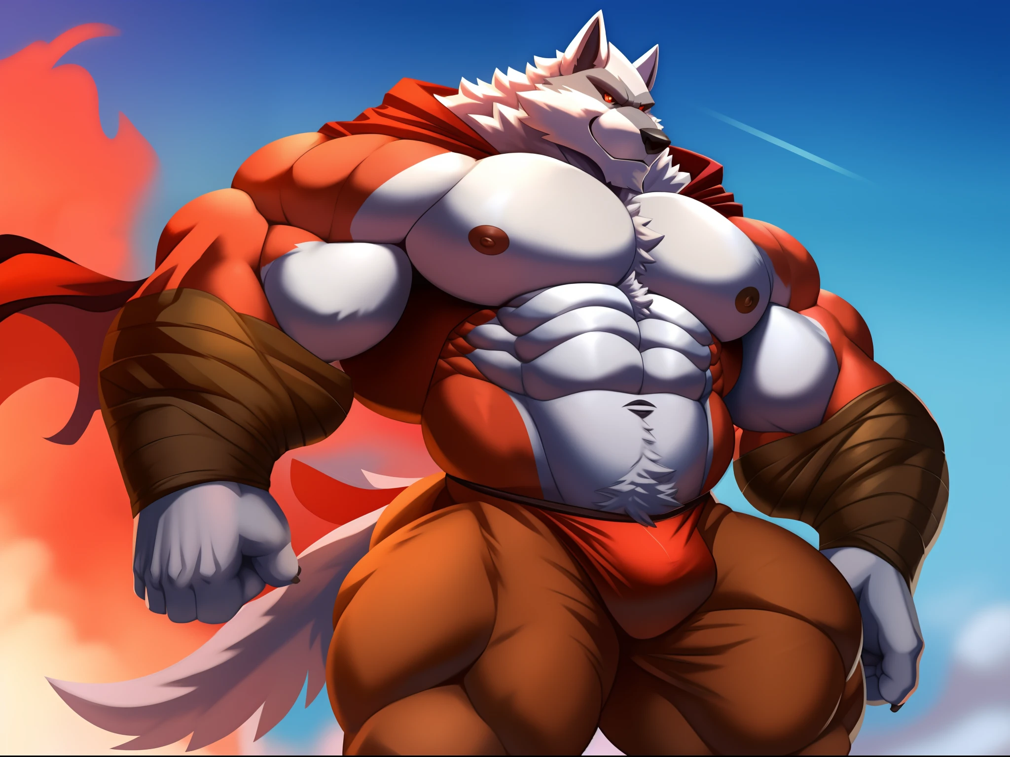 imagem de estilo de um homem com um corpo semelhante a um lobo e uma camisa, lobisomem musculoso, peito fofo, musculoso! Branco, peito peludo, super buff e cool, Commission for High Res, lobo peludo, thick furry neck and fluff on his chest, corpo peludo, Arte peluda!!!, forte e imponente, thicc, musculoso!!!, corpo fofo, big muscle, large muscles